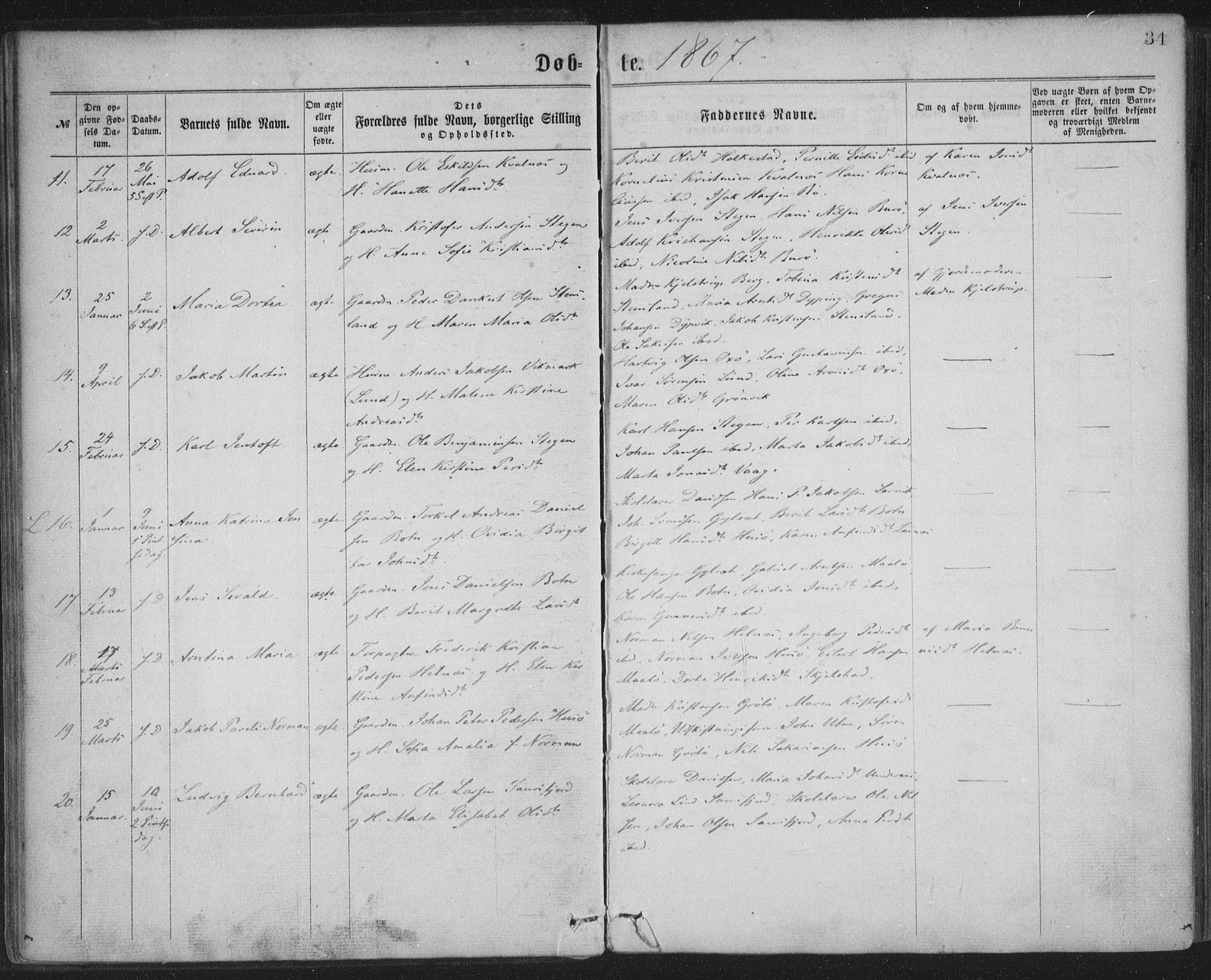 Ministerialprotokoller, klokkerbøker og fødselsregistre - Nordland, AV/SAT-A-1459/855/L0801: Parish register (official) no. 855A09, 1864-1874, p. 34