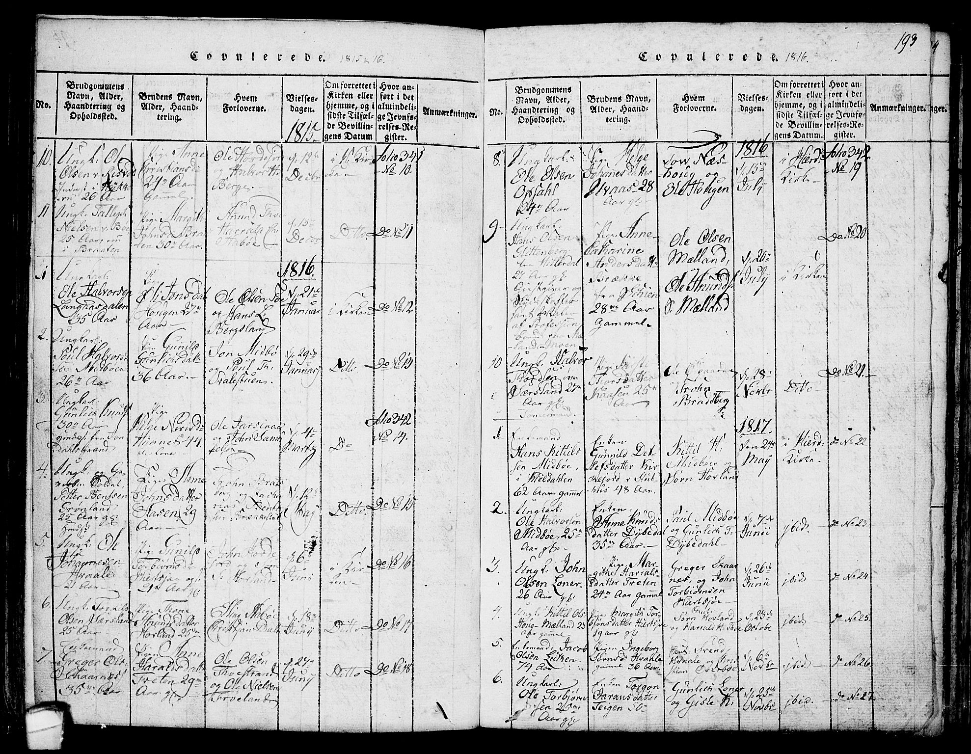 Hjartdal kirkebøker, SAKO/A-270/F/Fa/L0007: Parish register (official) no. I 7, 1815-1843, p. 193