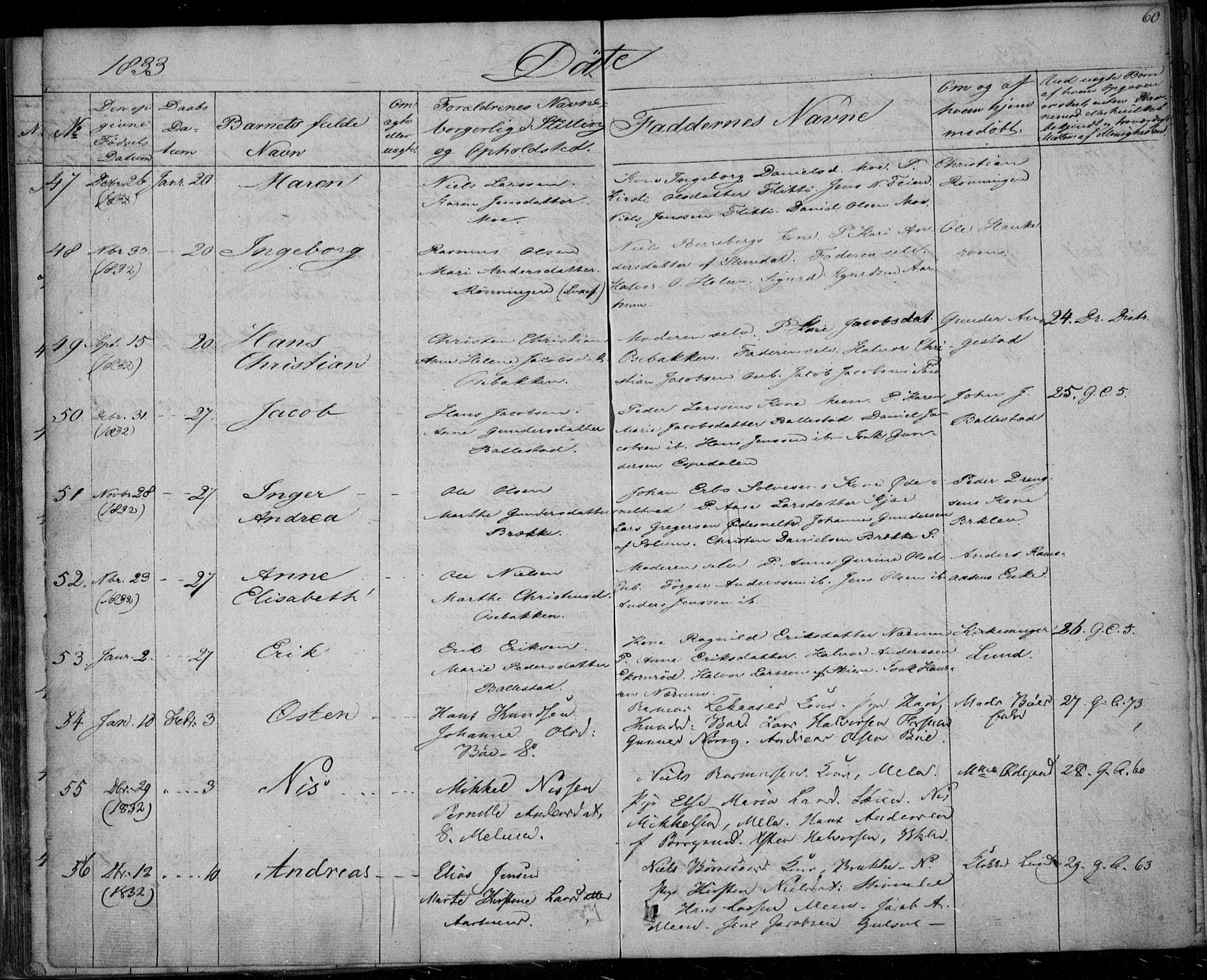 Gjerpen kirkebøker, AV/SAKO-A-265/F/Fa/L0006: Parish register (official) no. I 6, 1829-1834, p. 60