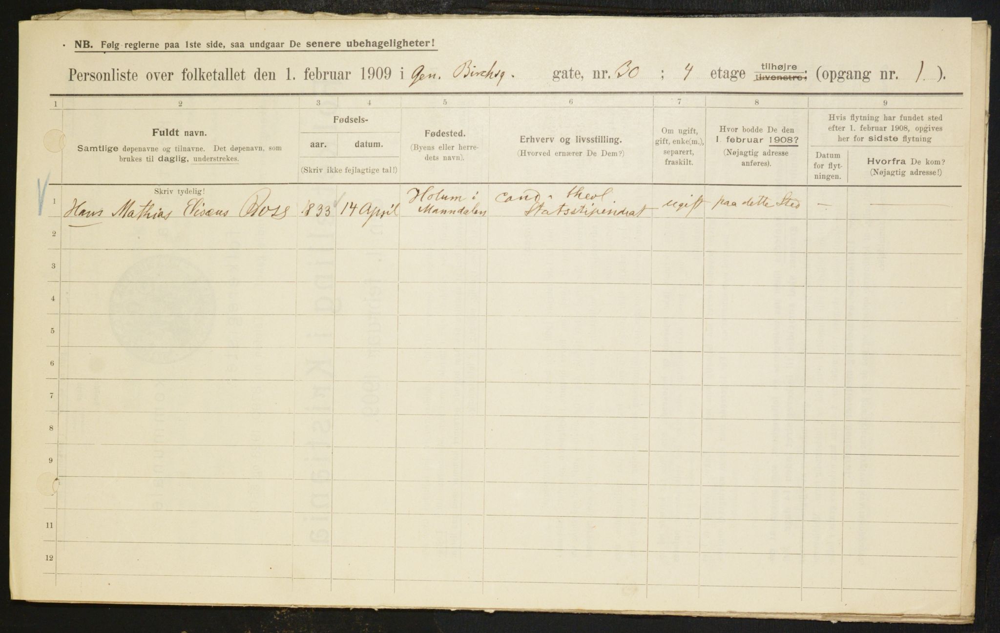 OBA, Municipal Census 1909 for Kristiania, 1909, p. 26421