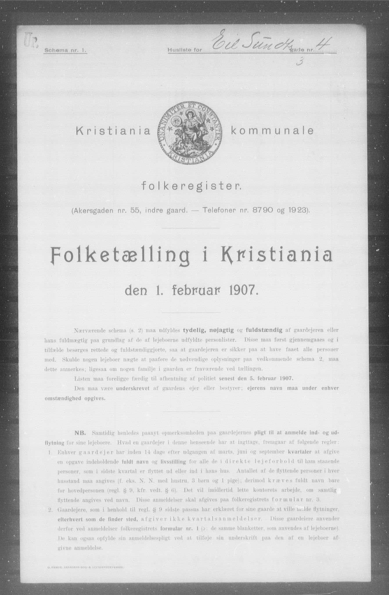 OBA, Municipal Census 1907 for Kristiania, 1907, p. 9559