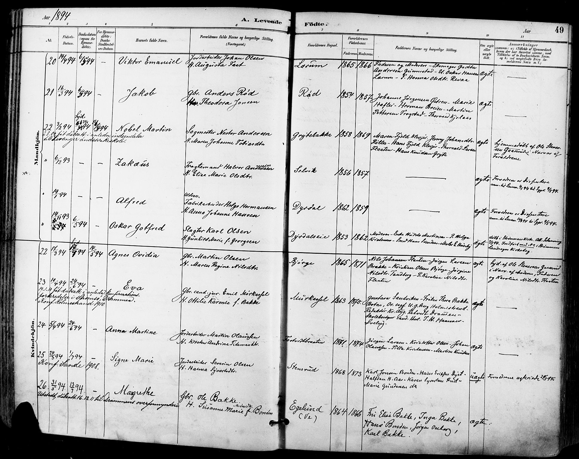 Sande Kirkebøker, AV/SAKO-A-53/F/Fa/L0007: Parish register (official) no. 7, 1888-1903, p. 49