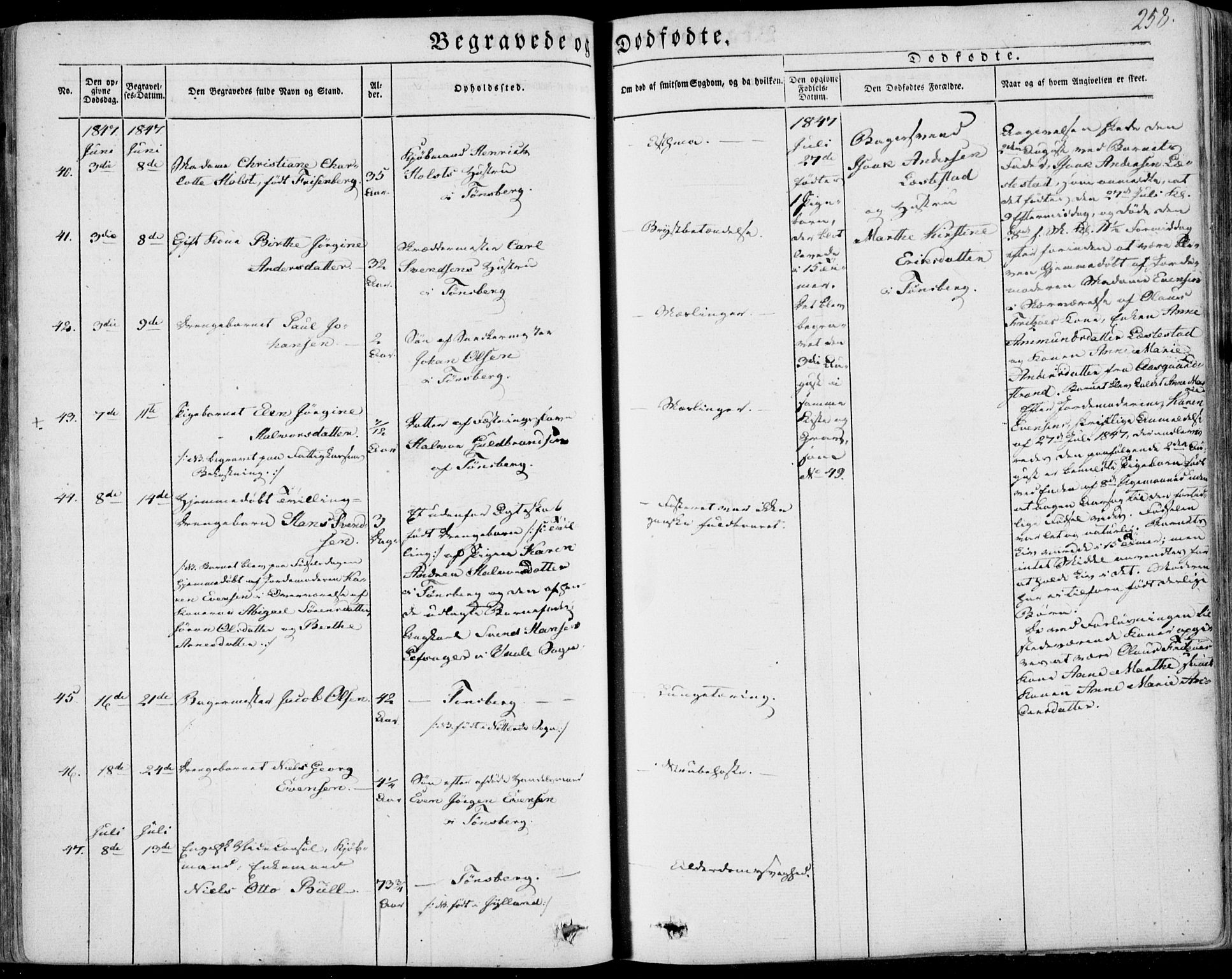 Tønsberg kirkebøker, AV/SAKO-A-330/F/Fa/L0007: Parish register (official) no. I 7, 1845-1854, p. 258