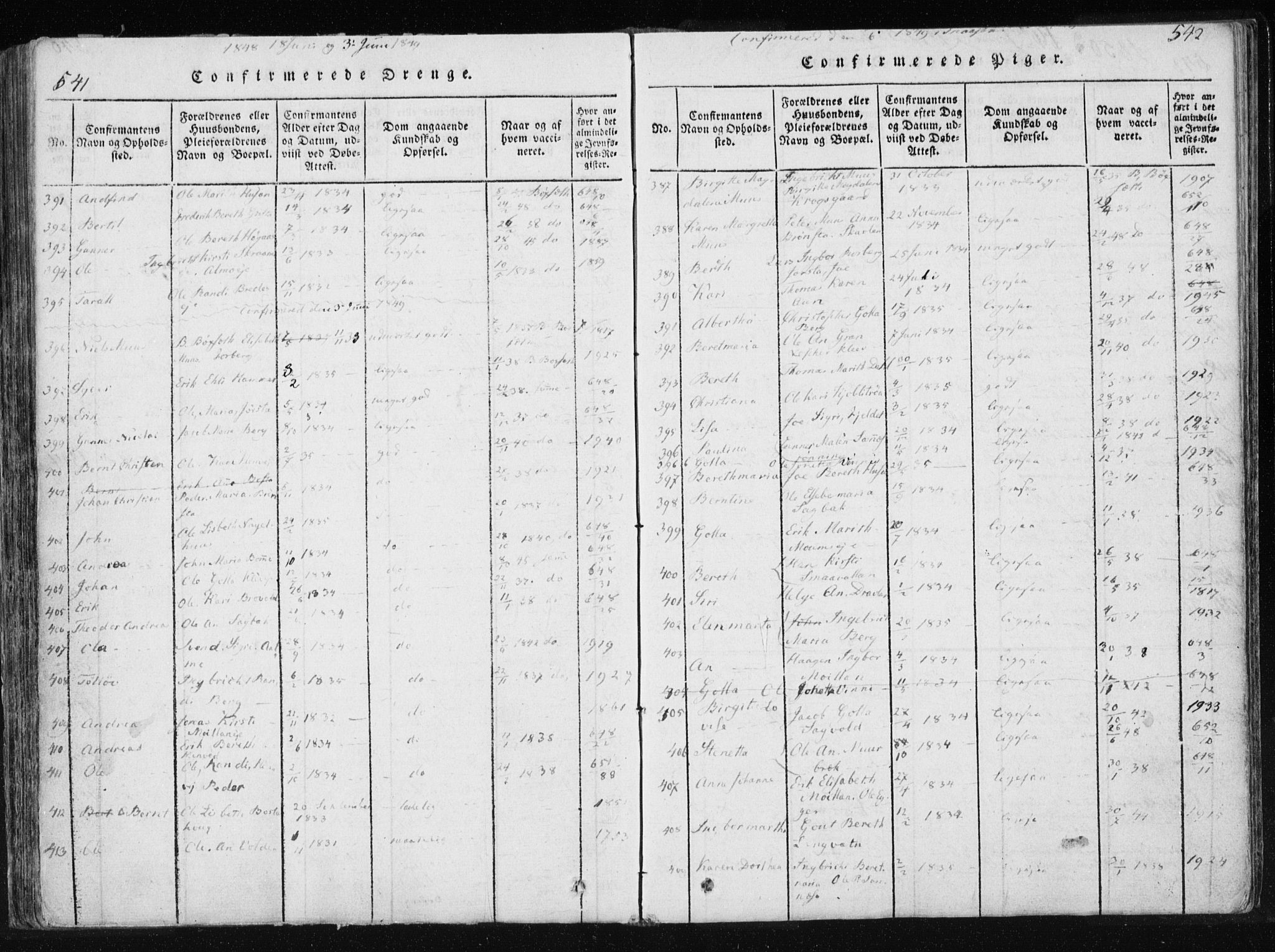 Ministerialprotokoller, klokkerbøker og fødselsregistre - Nord-Trøndelag, SAT/A-1458/749/L0469: Parish register (official) no. 749A03, 1817-1857, p. 541-542