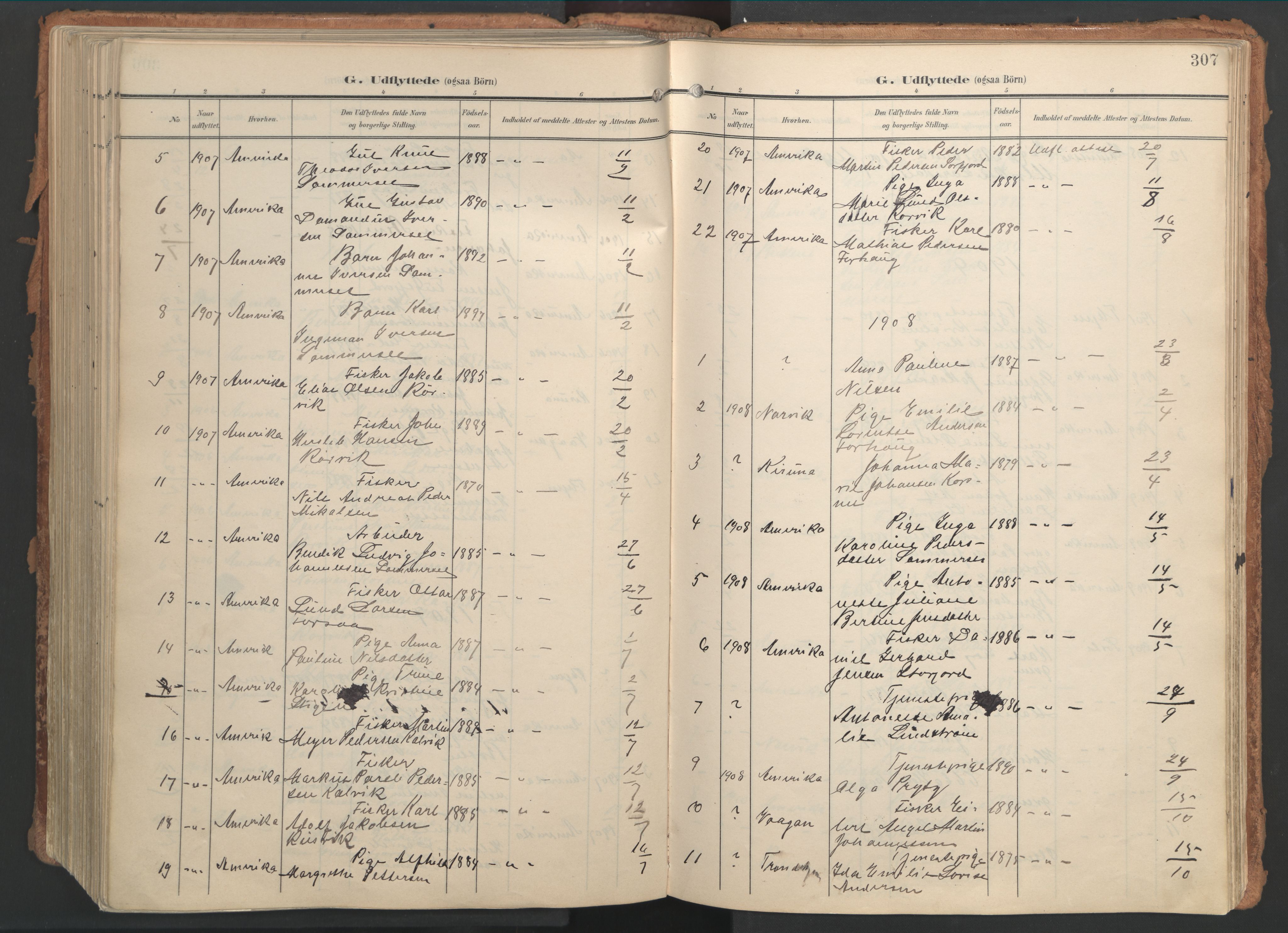 Ministerialprotokoller, klokkerbøker og fødselsregistre - Nordland, AV/SAT-A-1459/861/L0871: Parish register (official) no. 861A06, 1903-1916, p. 307