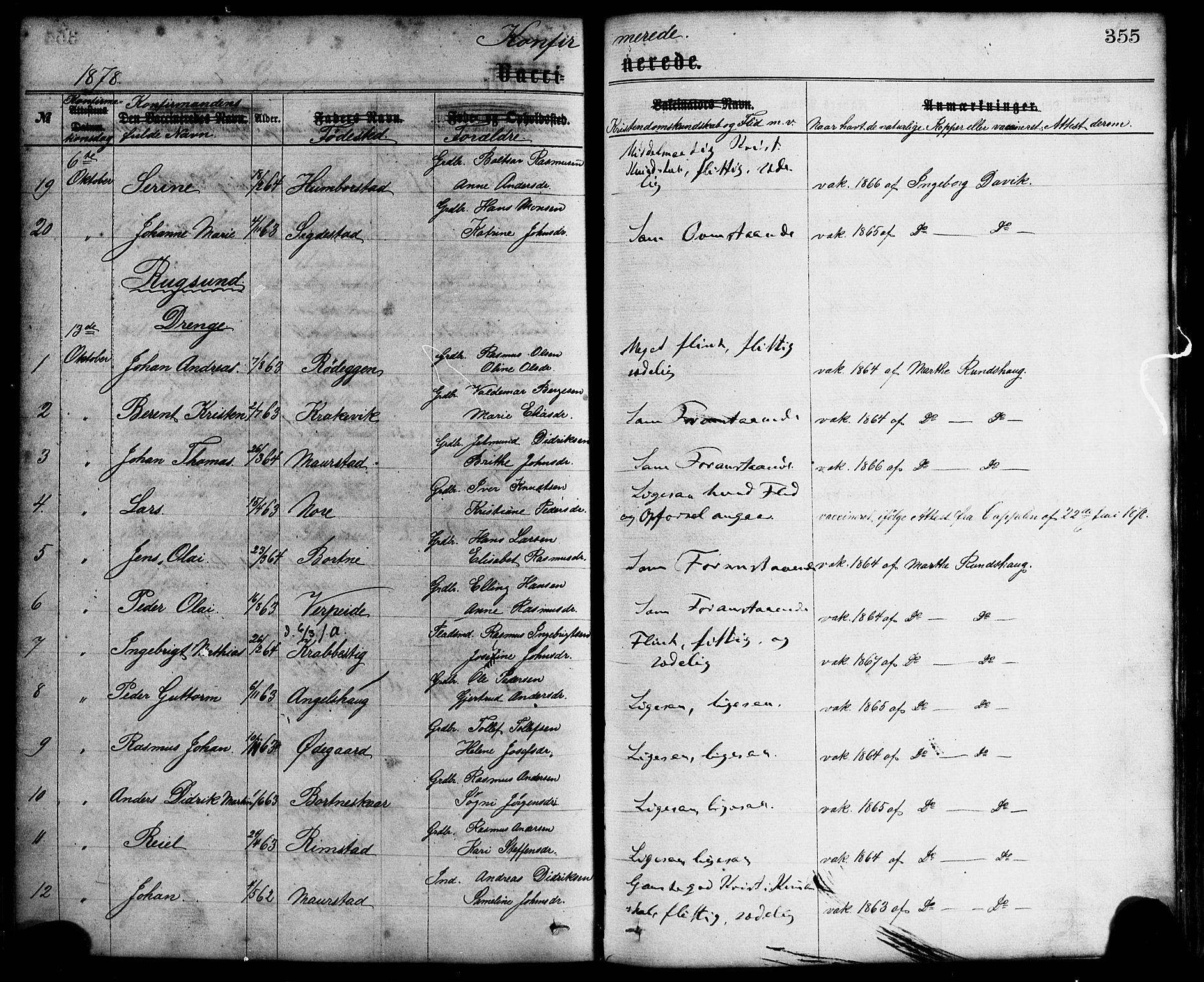 Davik sokneprestembete, AV/SAB-A-79701/H/Haa/Haaa/L0006: Parish register (official) no. A 6, 1867-1881, p. 355