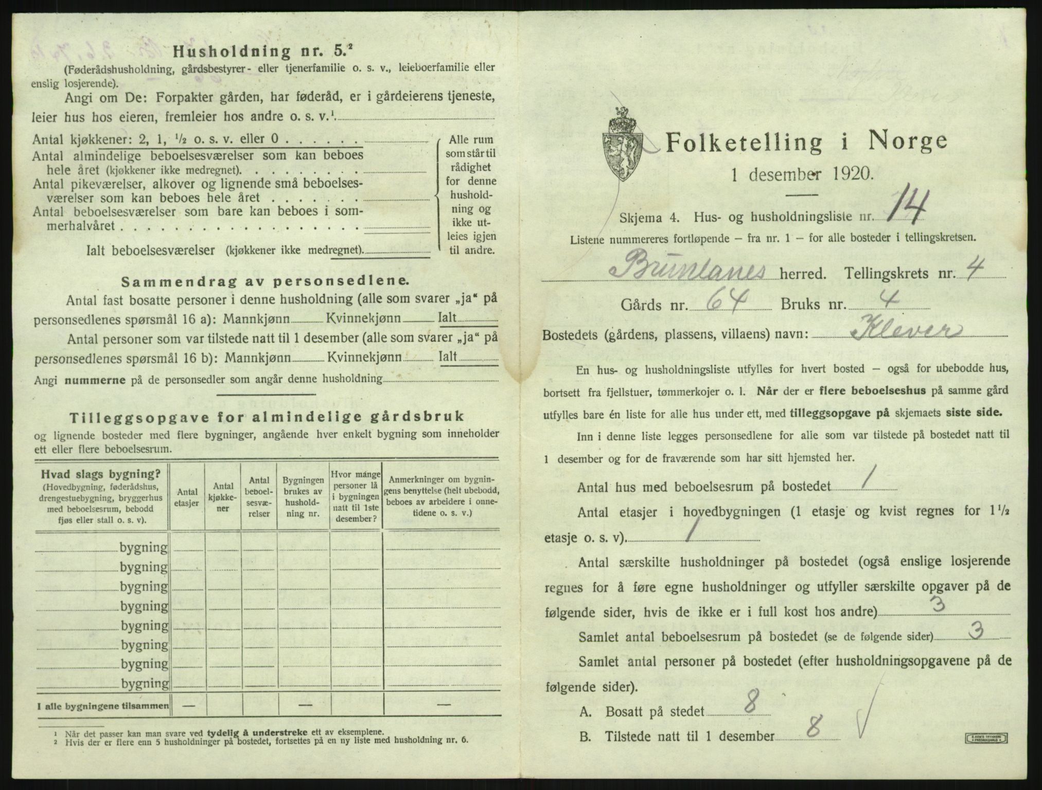 SAKO, 1920 census for Brunlanes, 1920, p. 747