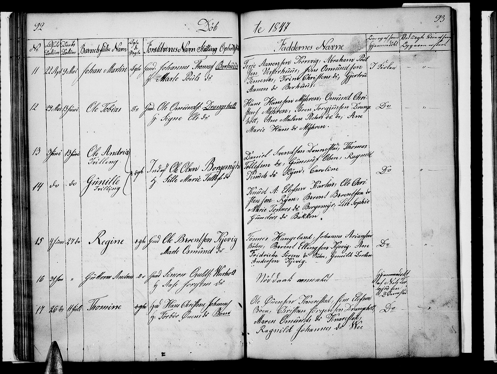 Tveit sokneprestkontor, AV/SAK-1111-0043/F/Fb/L0002: Parish register (copy) no. B 2, 1835-1854, p. 92-93