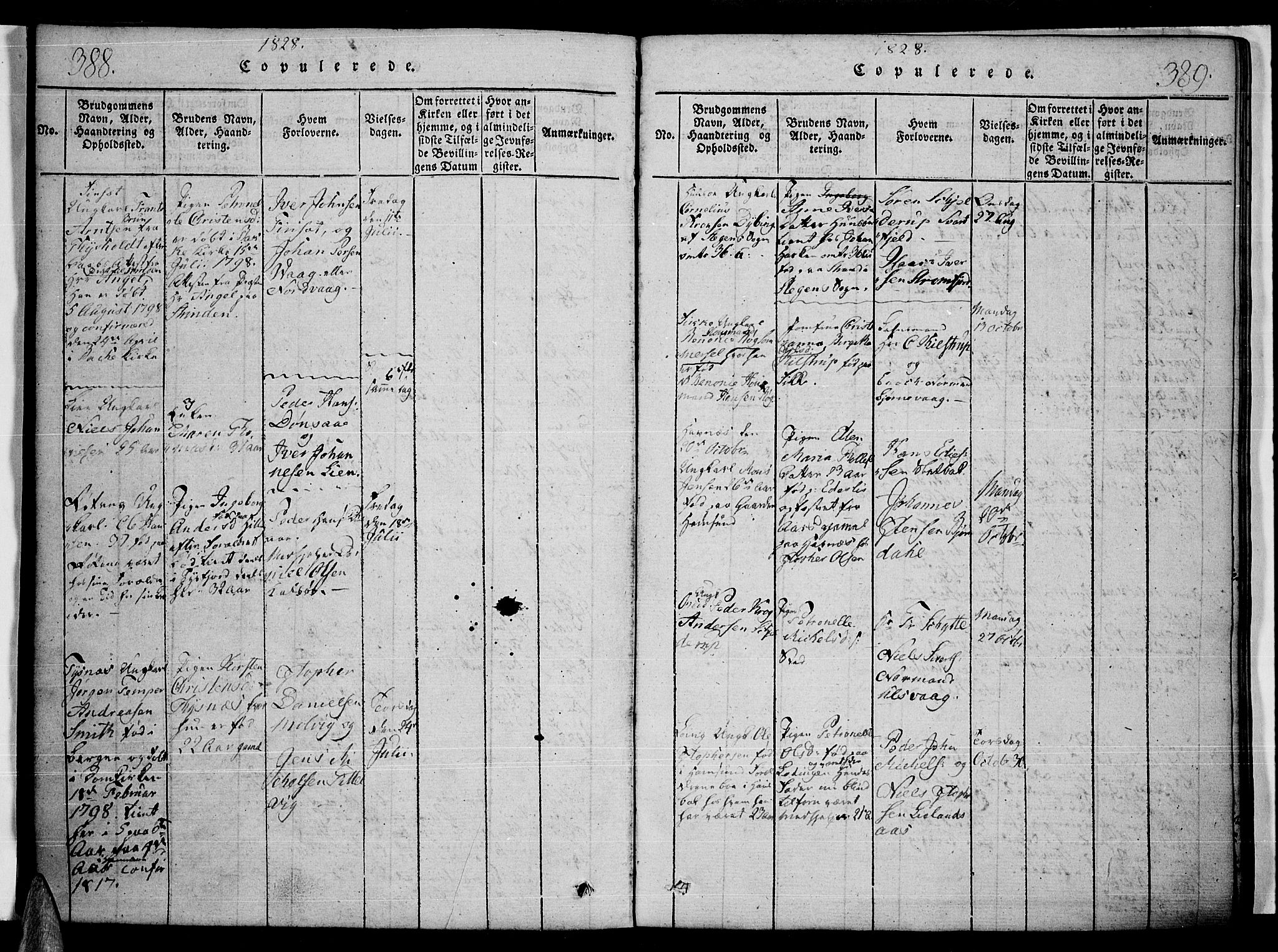 Ministerialprotokoller, klokkerbøker og fødselsregistre - Nordland, SAT/A-1459/859/L0842: Parish register (official) no. 859A02, 1821-1839, p. 388-389