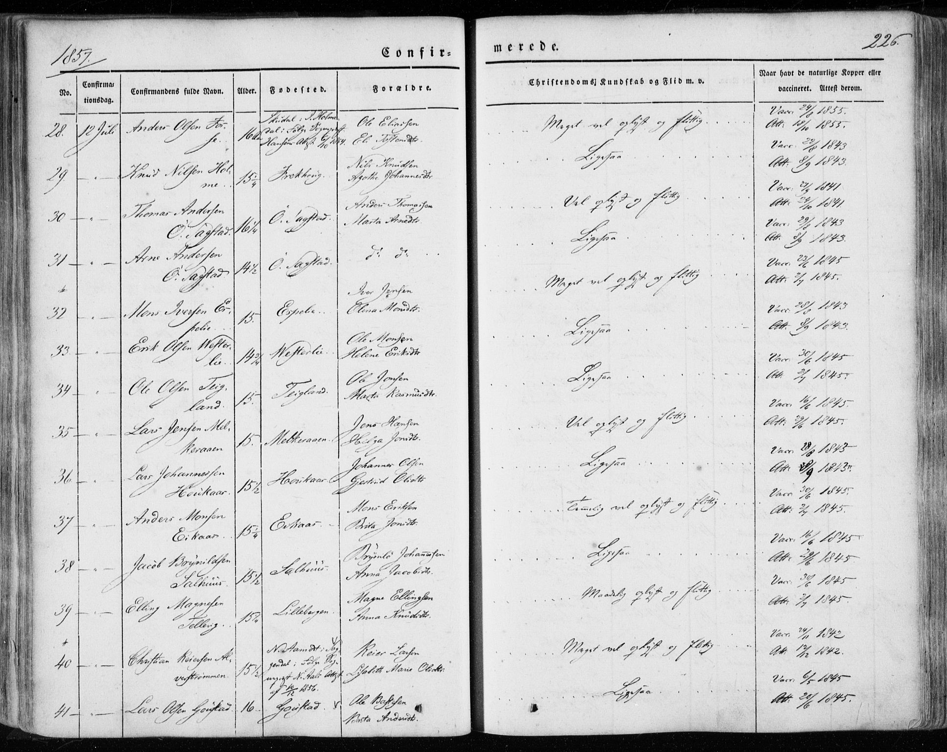 Hamre sokneprestembete, AV/SAB-A-75501/H/Ha/Haa/Haaa/L0013: Parish register (official) no. A 13, 1846-1857, p. 226