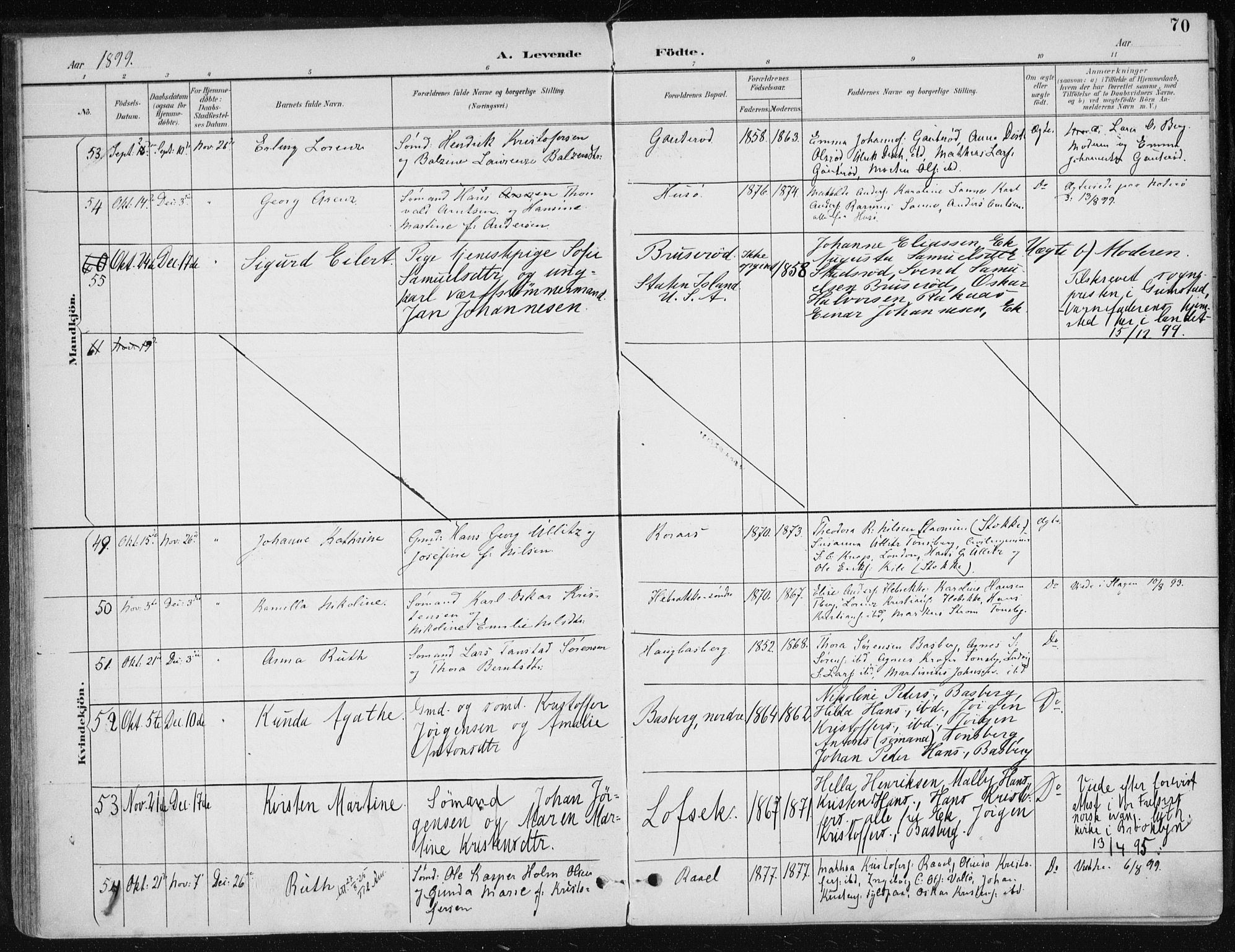 Sem kirkebøker, AV/SAKO-A-5/F/Fb/L0005: Parish register (official) no. II 5, 1892-1904, p. 70