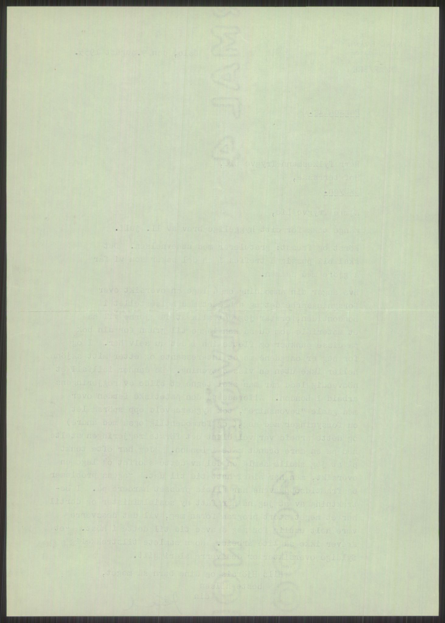 Lie, Trygve, AV/RA-PA-1407/D/L0006: Blandet og privat korrespondanse., 1941-1960, p. 362