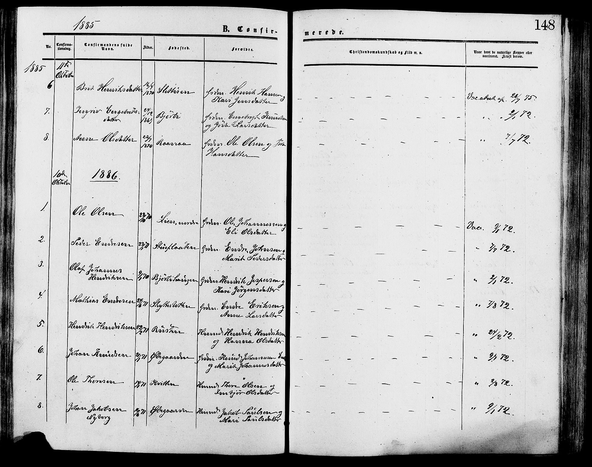 Lesja prestekontor, SAH/PREST-068/H/Ha/Haa/L0009: Parish register (official) no. 9, 1854-1889, p. 148