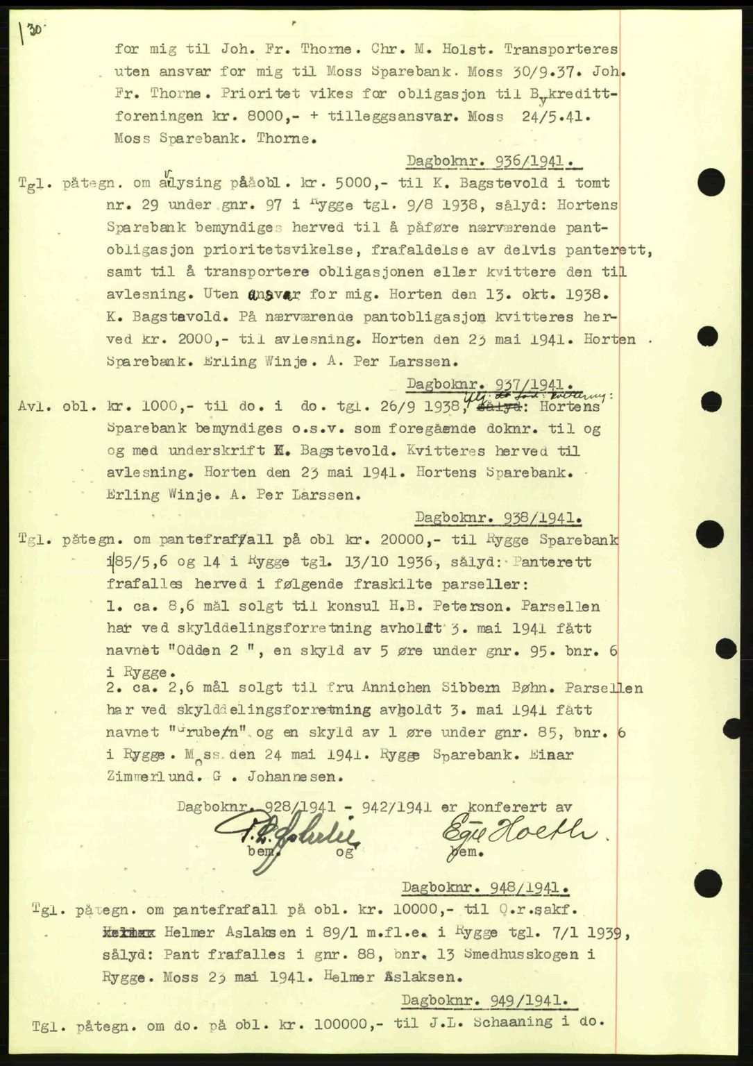 Moss sorenskriveri, SAO/A-10168: Mortgage book no. B10, 1940-1941, Diary no: : 936/1941