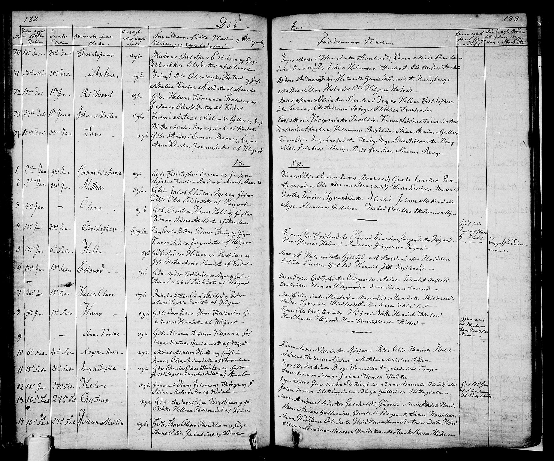 Andebu kirkebøker, AV/SAKO-A-336/G/Ga/L0003: Parish register (copy) no. I 3, 1832-1867, p. 182-183