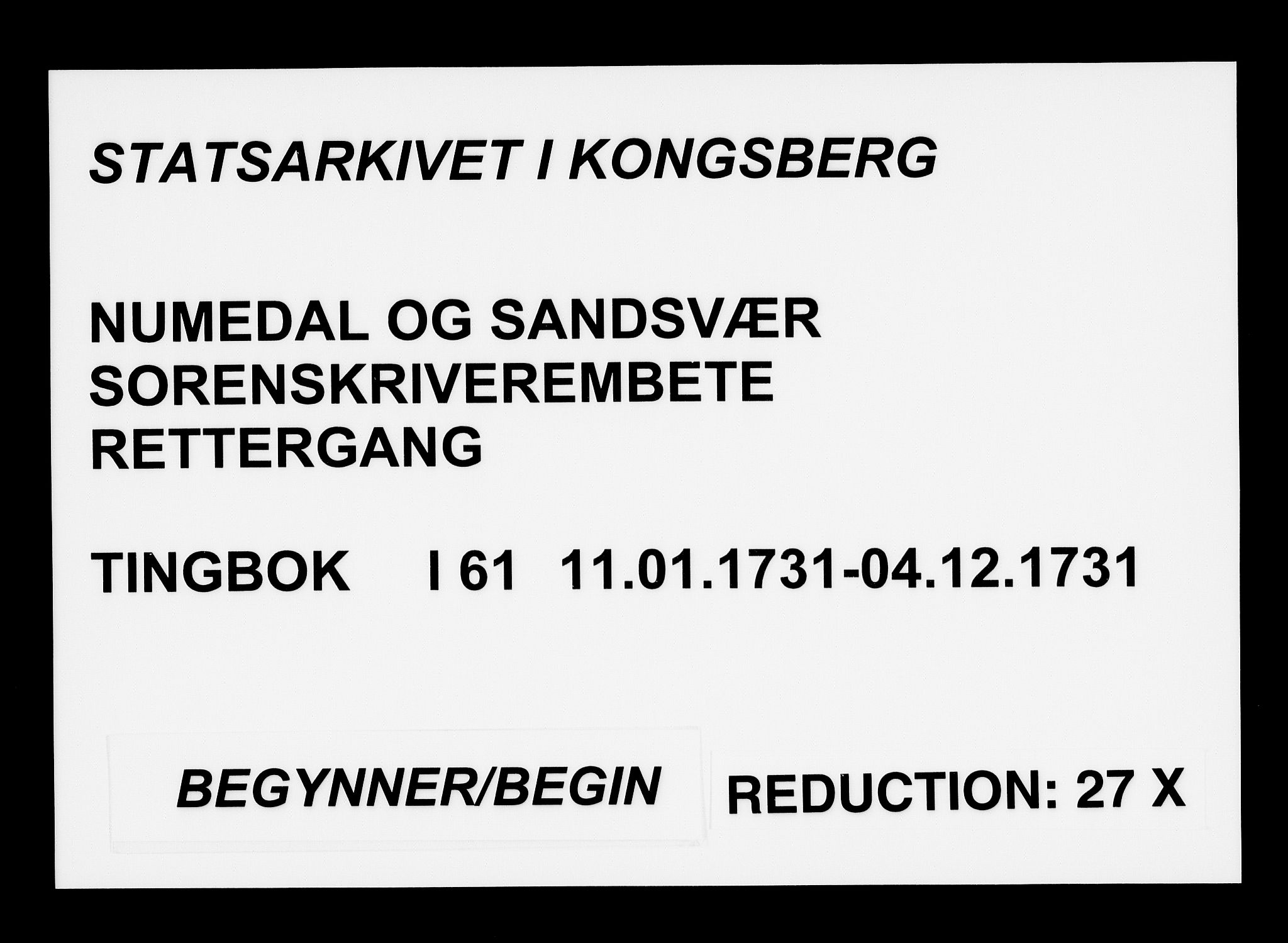 Numedal og Sandsvær sorenskriveri, AV/SAKO-A-128/F/Fa/Faa/L0061: Tingbøker, 1731