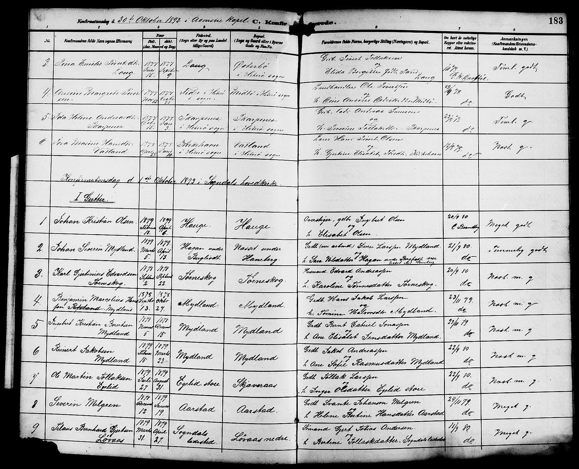 Sokndal sokneprestkontor, SAST/A-101808: Parish register (copy) no. B 6, 1892-1907, p. 183