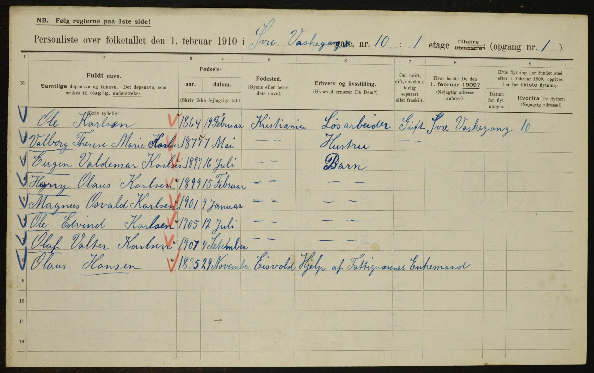 OBA, Municipal Census 1910 for Kristiania, 1910, p. 123329