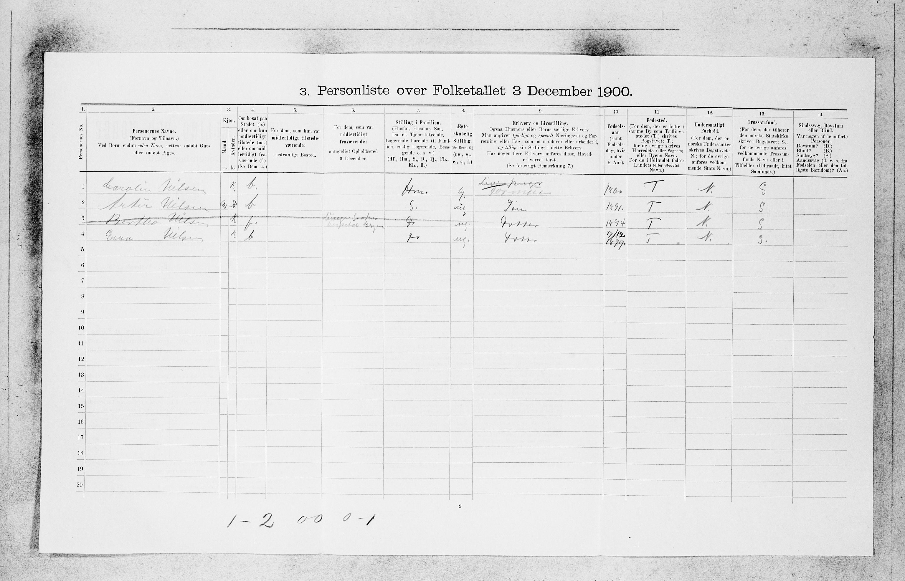 SAB, 1900 census for Bergen, 1900, p. 30094