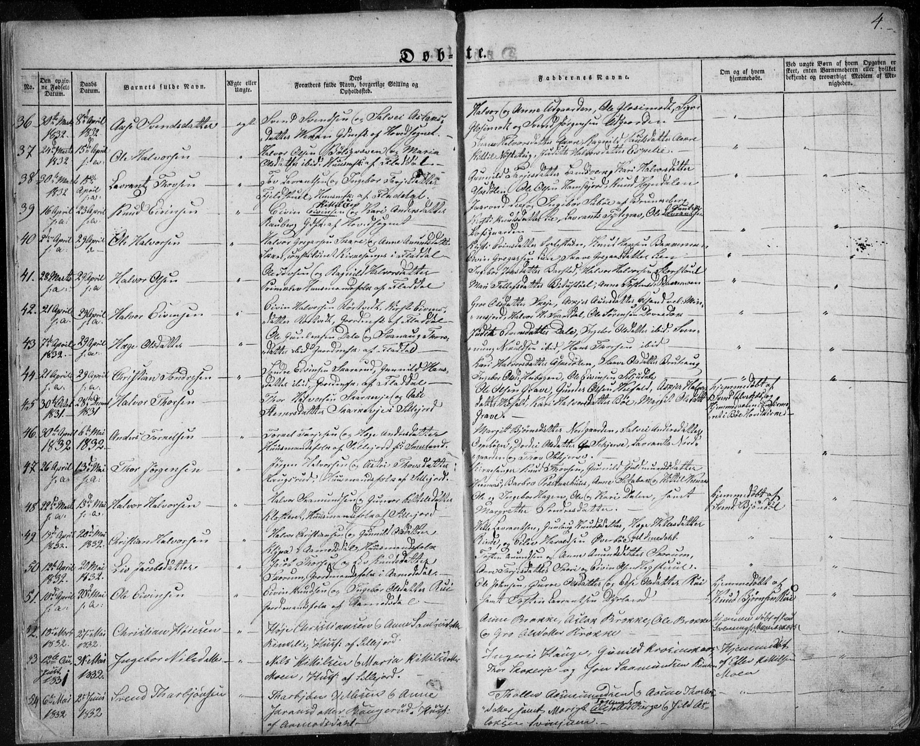 Seljord kirkebøker, AV/SAKO-A-20/F/Fa/L0011: Parish register (official) no. I 11, 1831-1849, p. 4