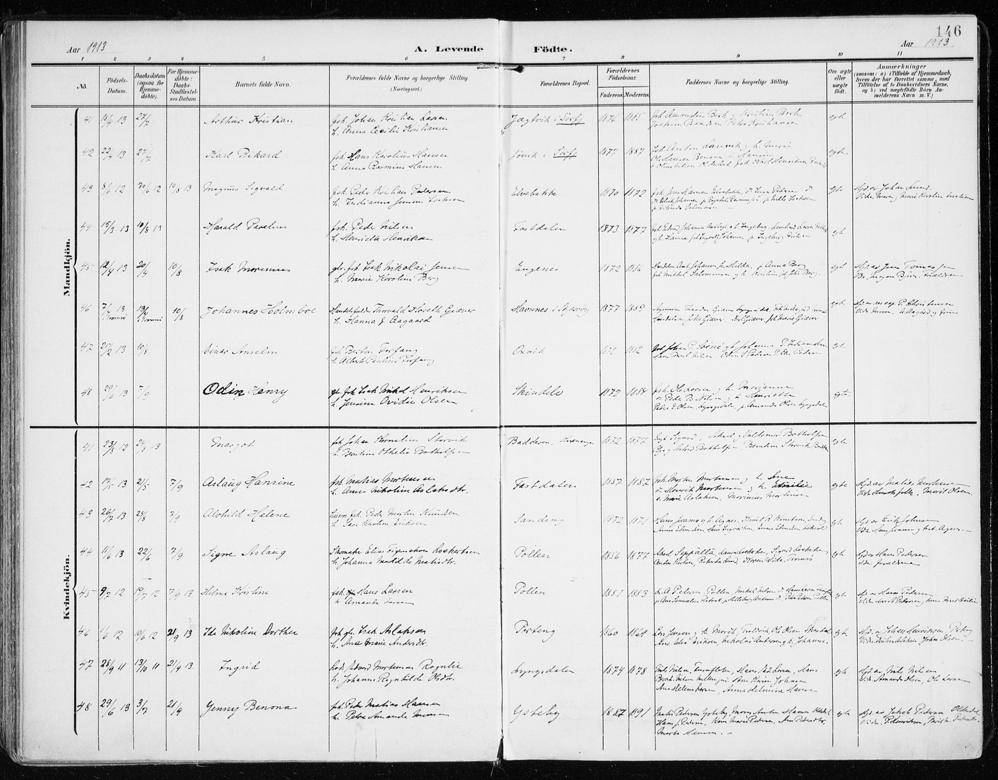 Lyngen sokneprestembete, AV/SATØ-S-1289/H/He/Hea/L0011kirke: Parish register (official) no. 11, 1903-1913, p. 146