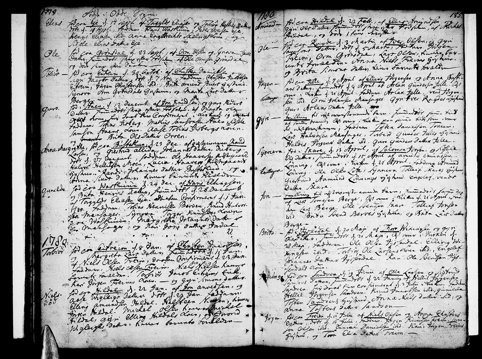 Ullensvang sokneprestembete, SAB/A-78701/H/Haa: Parish register (official) no. A 6 /3, 1758-1788, p. 185