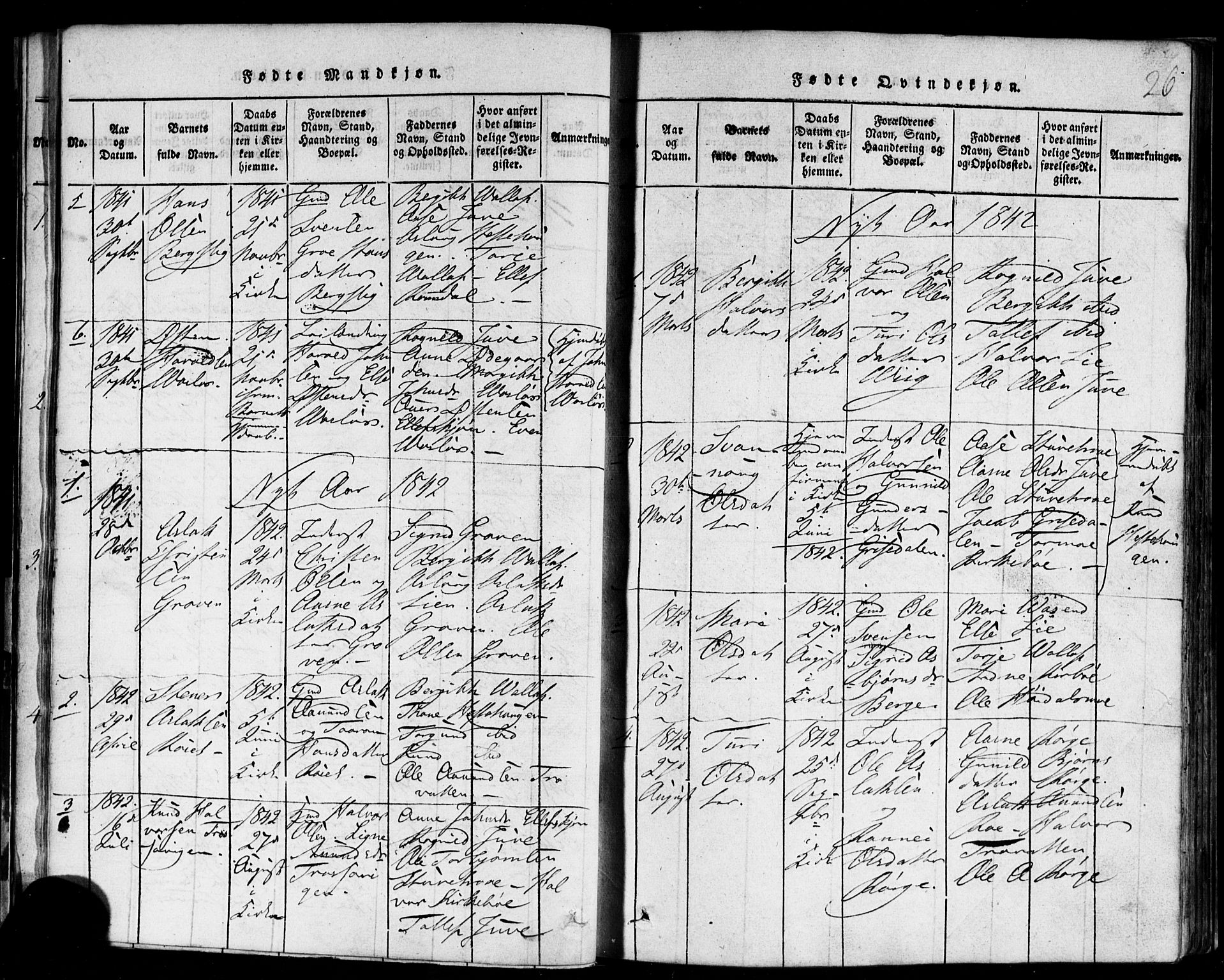 Rauland kirkebøker, AV/SAKO-A-292/F/Fa/L0002: Parish register (official) no. I 2, 1815-1860, p. 26