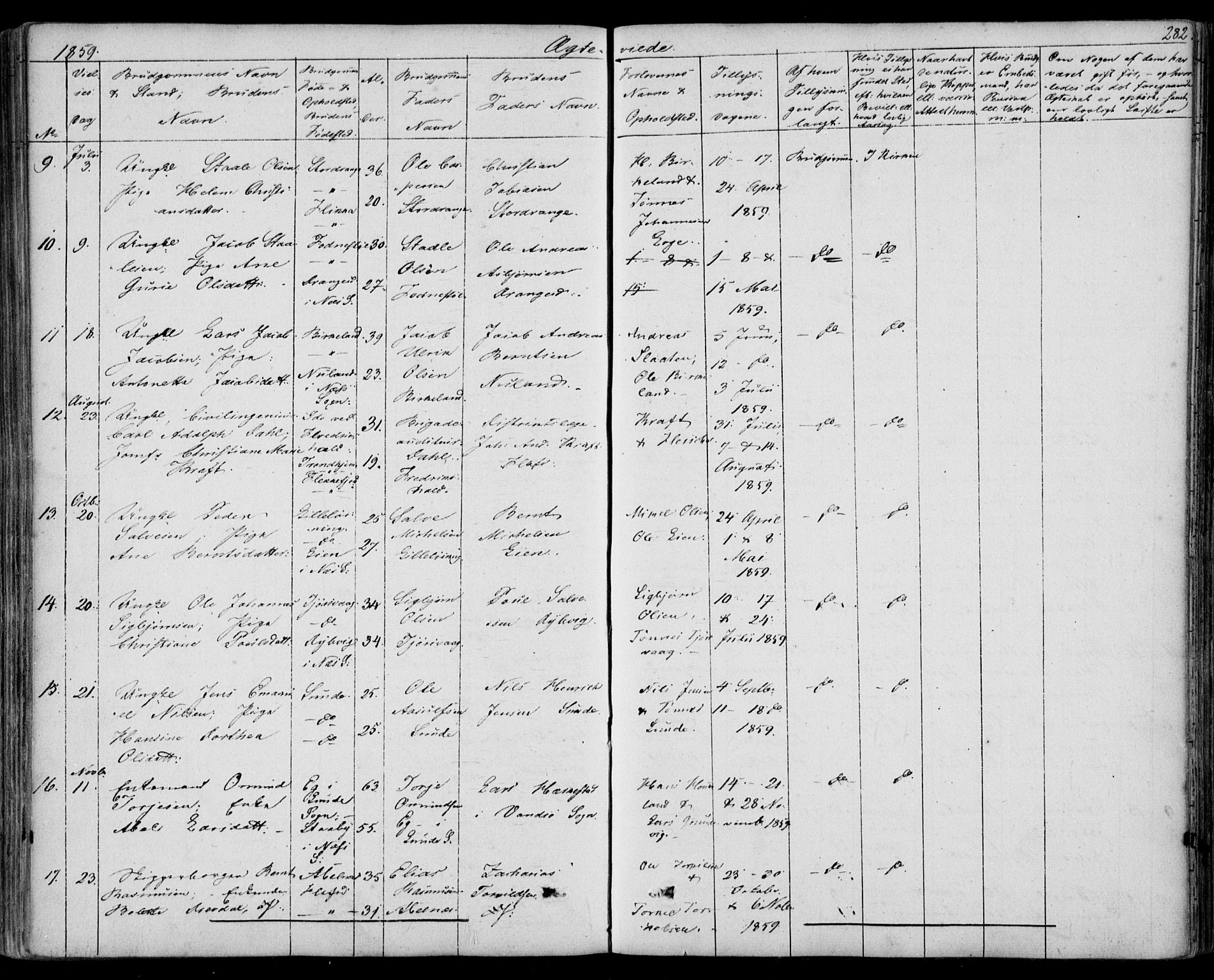 Flekkefjord sokneprestkontor, SAK/1111-0012/F/Fb/Fbc/L0005: Parish register (copy) no. B 5, 1846-1866, p. 282