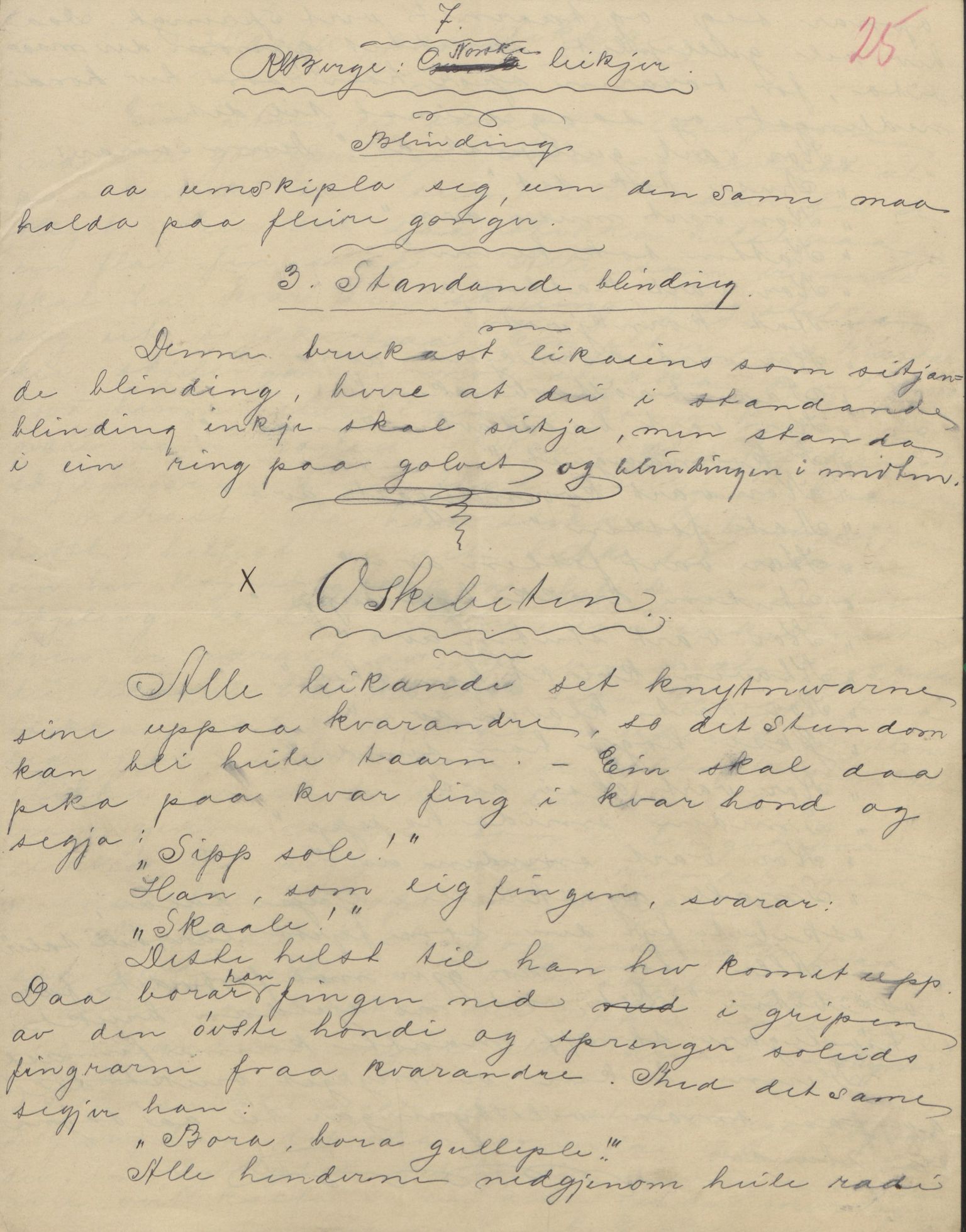 Rikard Berge, TEMU/TGM-A-1003/F/L0004/0053: 101-159 / 157 Manuskript, notatar, brev o.a. Nokre leiker, manuskript, 1906-1908, p. 25