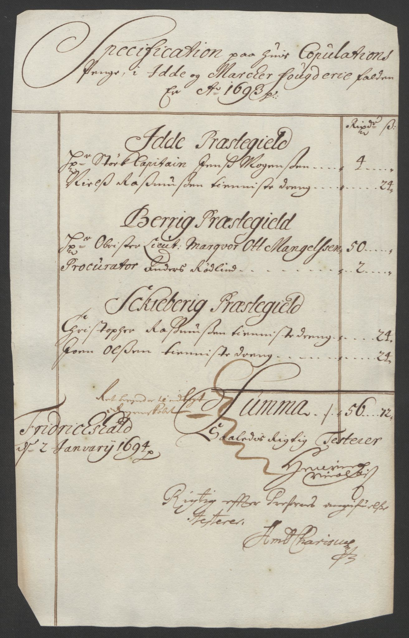 Rentekammeret inntil 1814, Reviderte regnskaper, Fogderegnskap, RA/EA-4092/R01/L0011: Fogderegnskap Idd og Marker, 1692-1693, p. 308