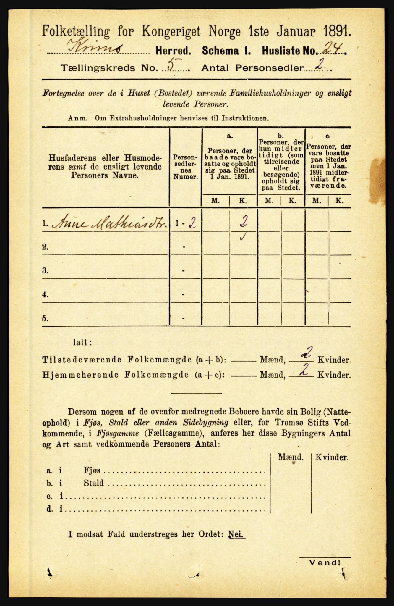 RA, 1891 census for 1437 Kinn, 1891, p. 1763