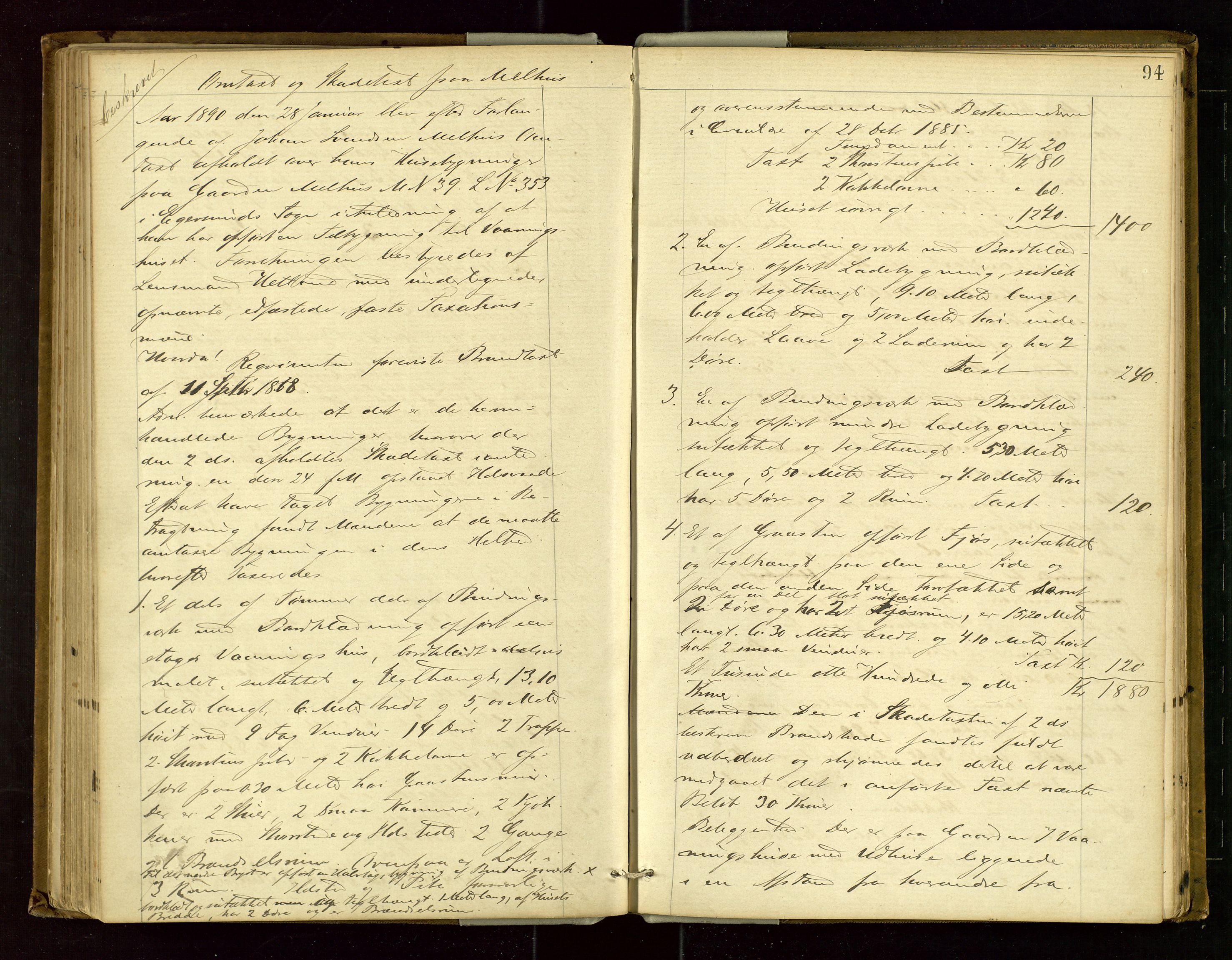 Eigersund lensmannskontor, SAST/A-100171/Goa/L0003: "Brandtaxations-protokol", 1876-1893, p. 93b-94a