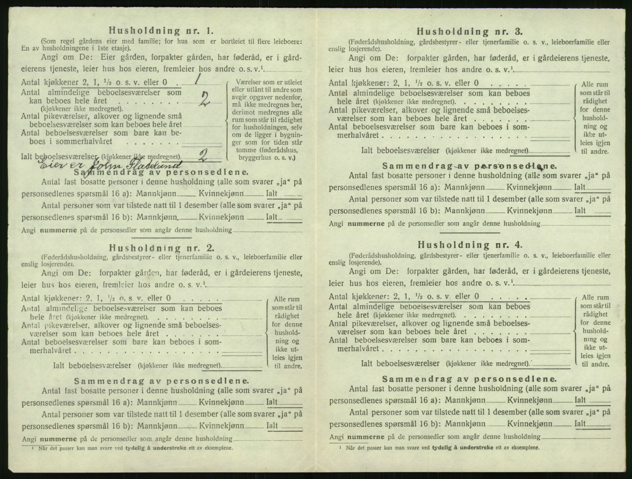 SAK, 1920 census for Birkenes, 1920, p. 442