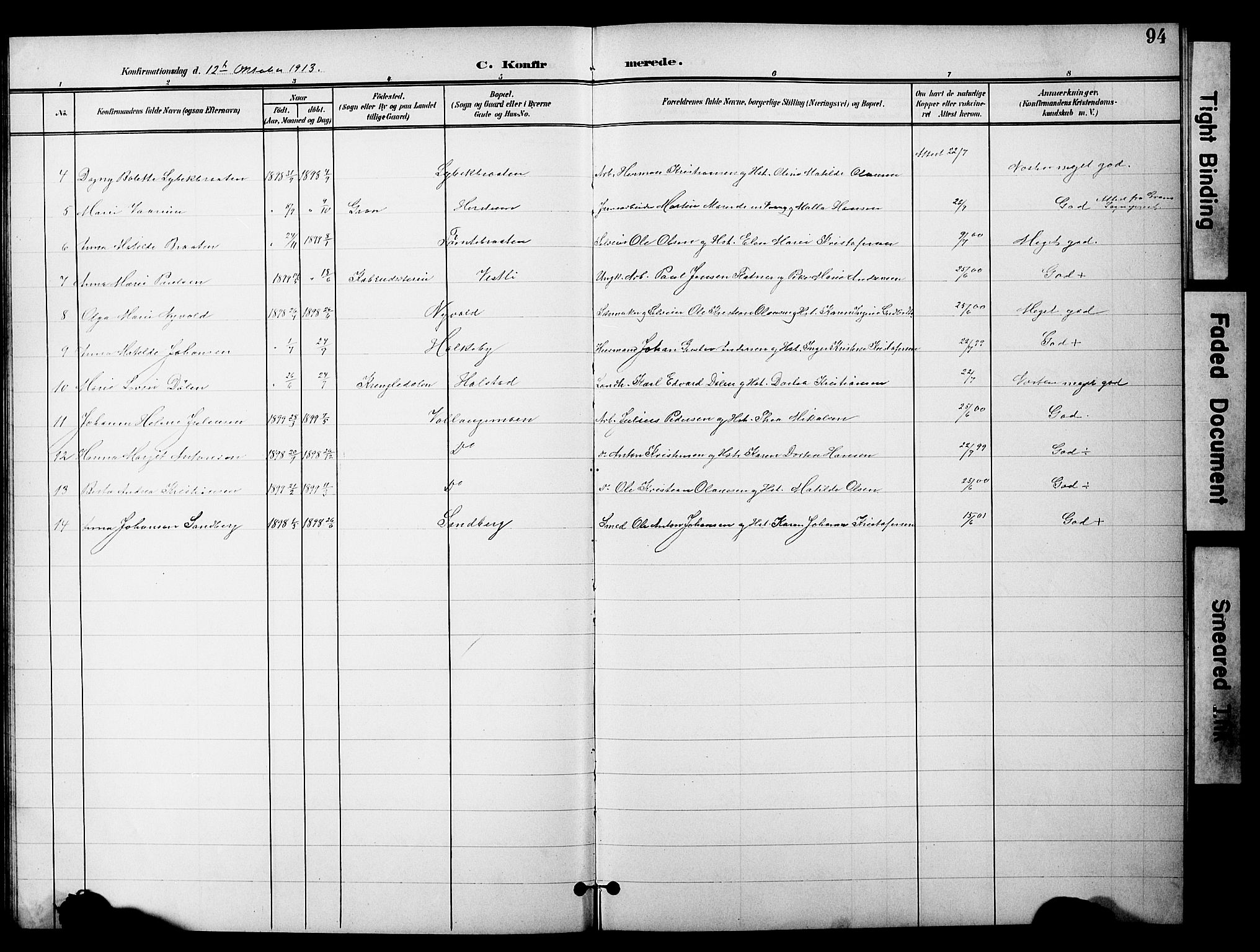 Nannestad prestekontor Kirkebøker, AV/SAO-A-10414a/G/Gc/L0001: Parish register (copy) no. III 1, 1901-1916, p. 94