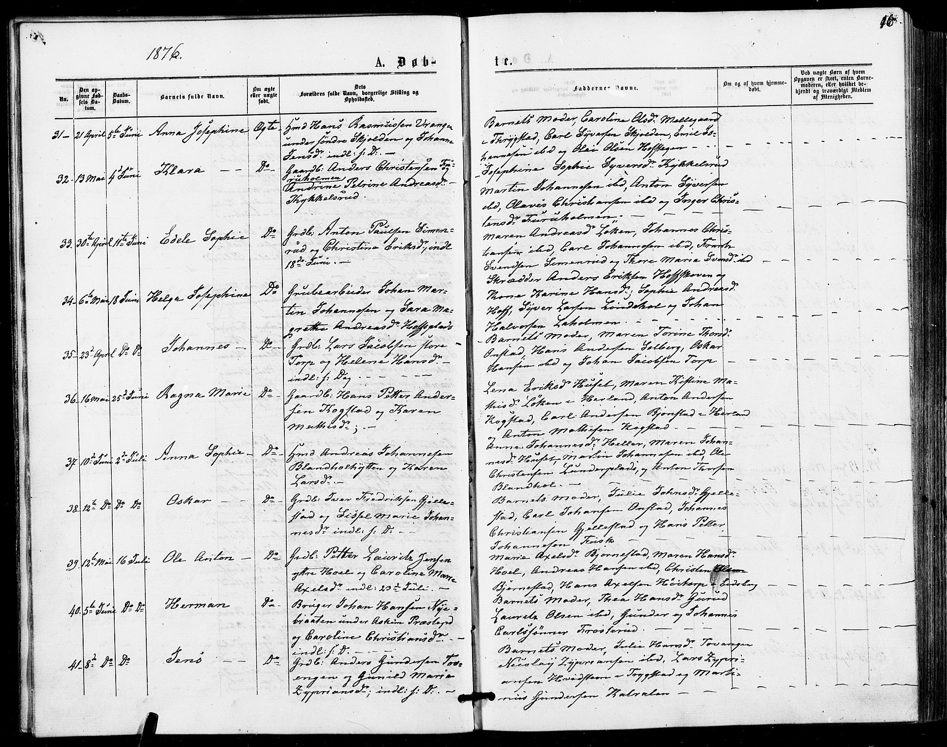 Askim prestekontor Kirkebøker, AV/SAO-A-10900/F/Fa/L0006: Parish register (official) no. 6, 1874-1881, p. 16