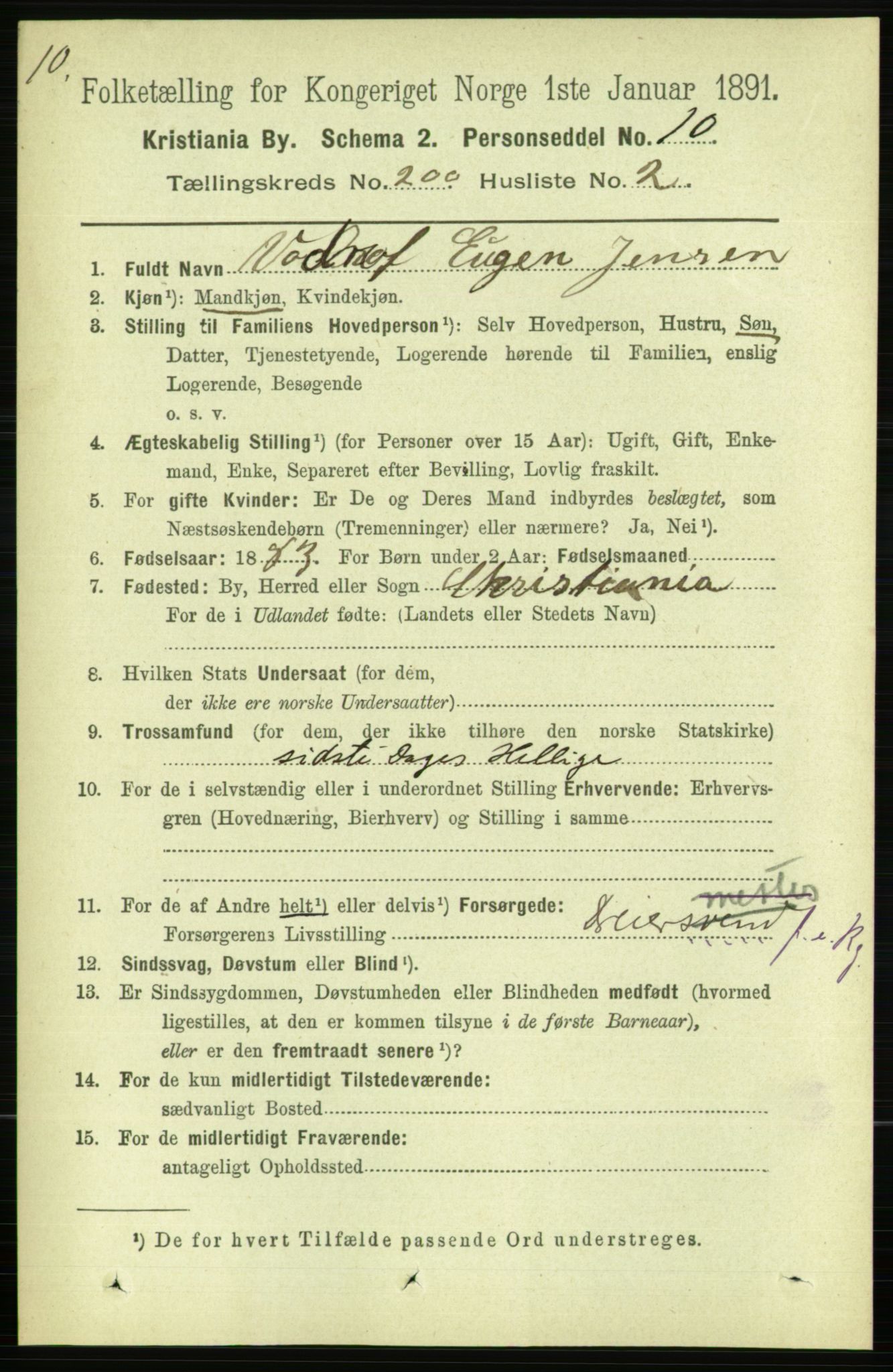 RA, 1891 census for 0301 Kristiania, 1891, p. 120357