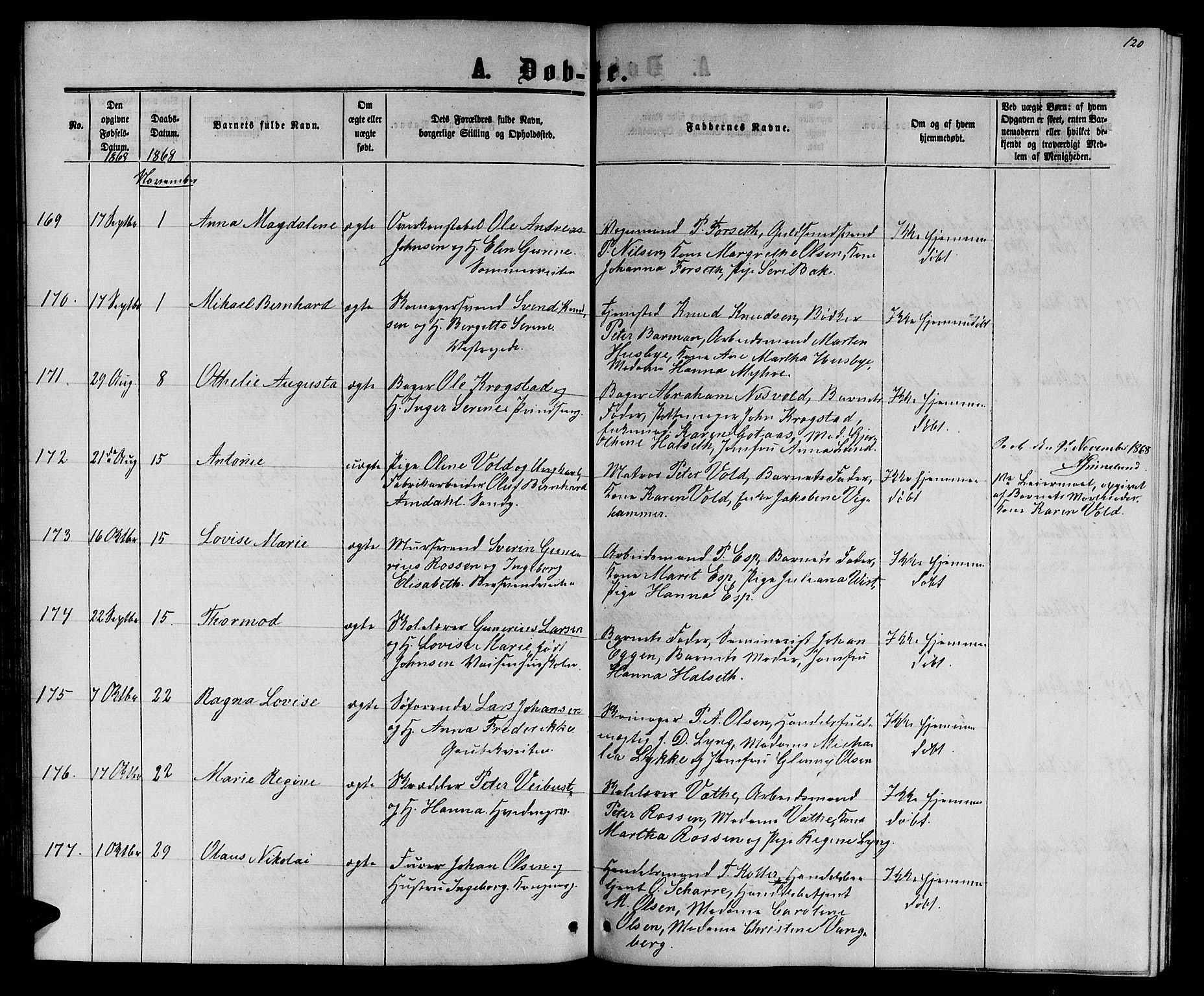 Ministerialprotokoller, klokkerbøker og fødselsregistre - Sør-Trøndelag, AV/SAT-A-1456/601/L0087: Parish register (copy) no. 601C05, 1864-1881, p. 120