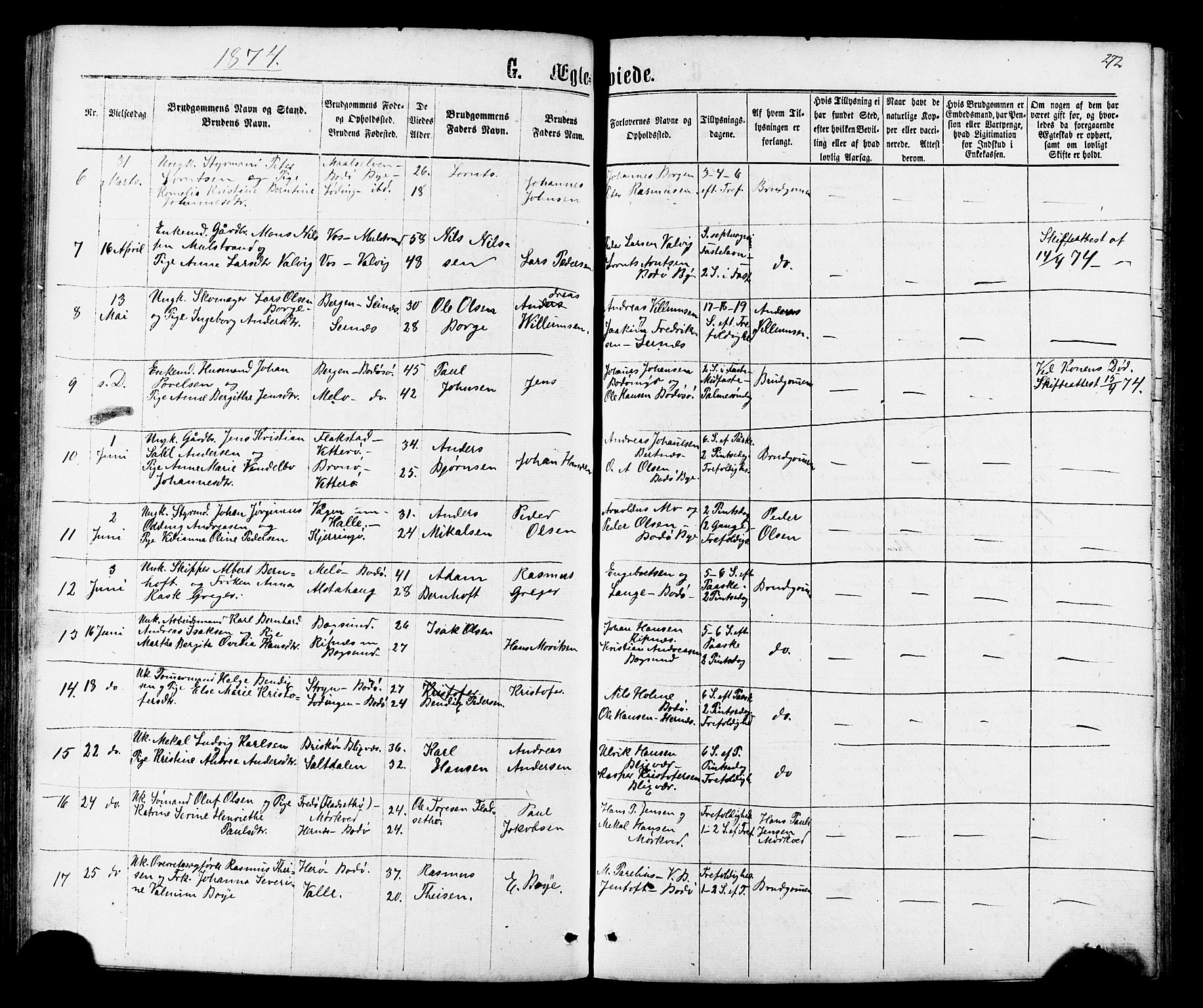 Ministerialprotokoller, klokkerbøker og fødselsregistre - Nordland, AV/SAT-A-1459/801/L0029: Parish register (copy) no. 801C04, 1868-1878, p. 272