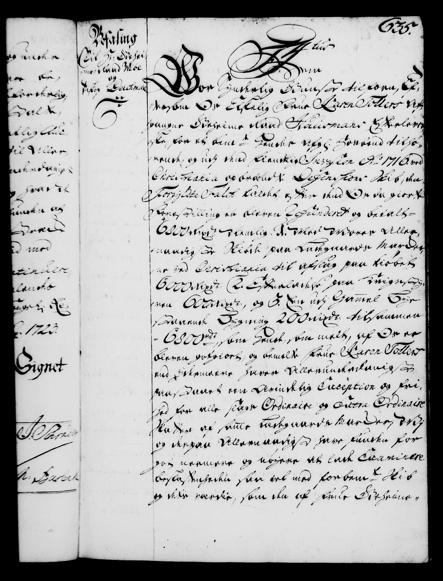 Rentekammeret, Kammerkanselliet, AV/RA-EA-3111/G/Gg/Gga/L0001: Norsk ekspedisjonsprotokoll med register (merket RK 53.1), 1720-1723, p. 635