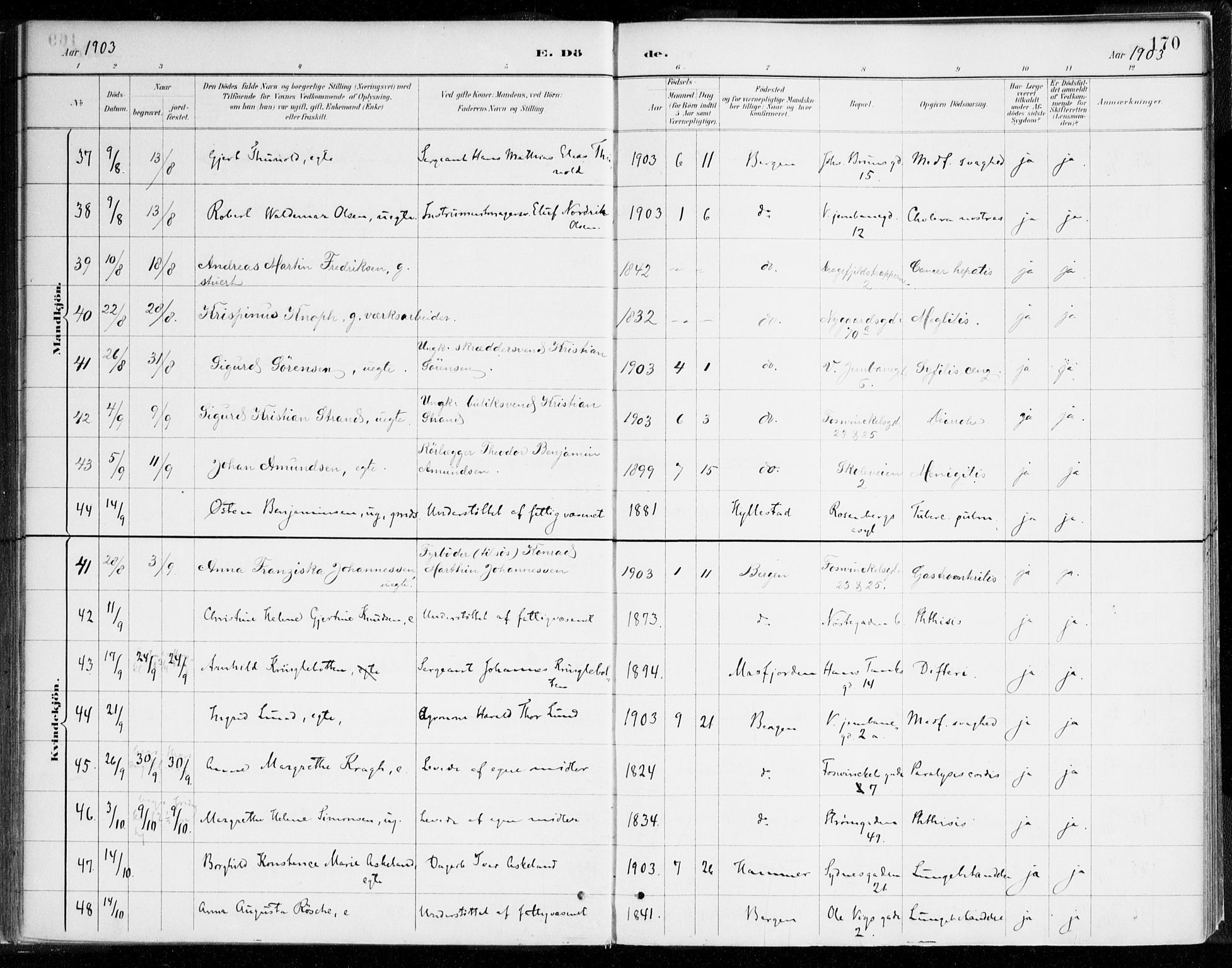 Johanneskirken sokneprestembete, AV/SAB-A-76001/H/Haa/L0019: Parish register (official) no. E 1, 1885-1915, p. 170