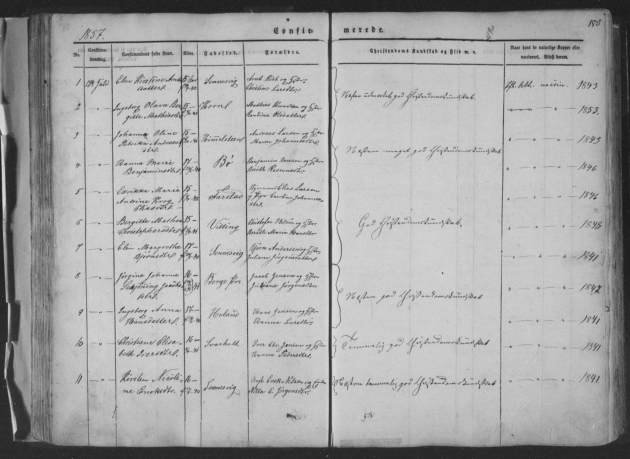 Ministerialprotokoller, klokkerbøker og fødselsregistre - Nordland, SAT/A-1459/881/L1165: Parish register (copy) no. 881C02, 1854-1876, p. 156