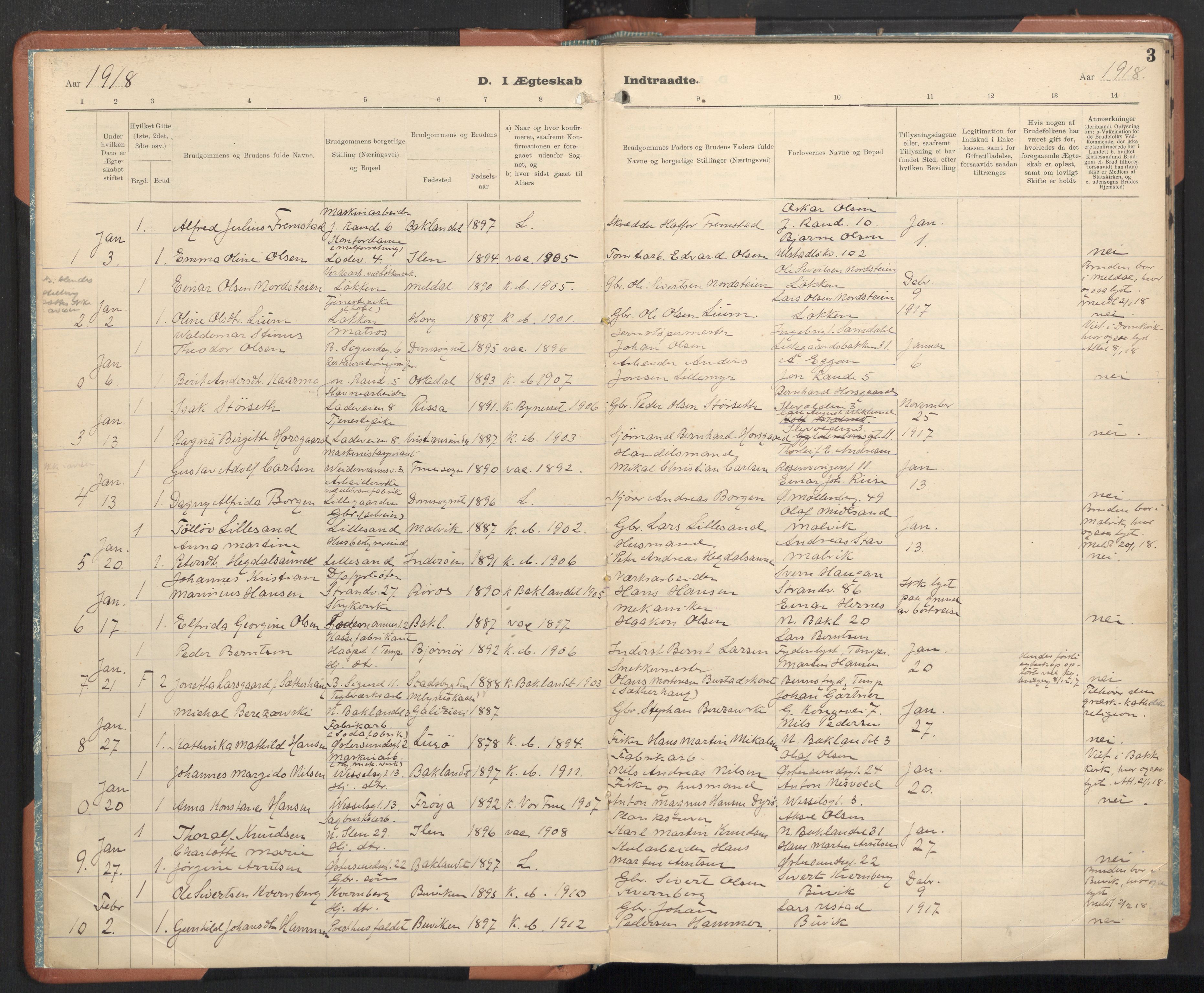 Ministerialprotokoller, klokkerbøker og fødselsregistre - Sør-Trøndelag, AV/SAT-A-1456/605/L0245: Parish register (official) no. 605A07, 1916-1938, p. 3