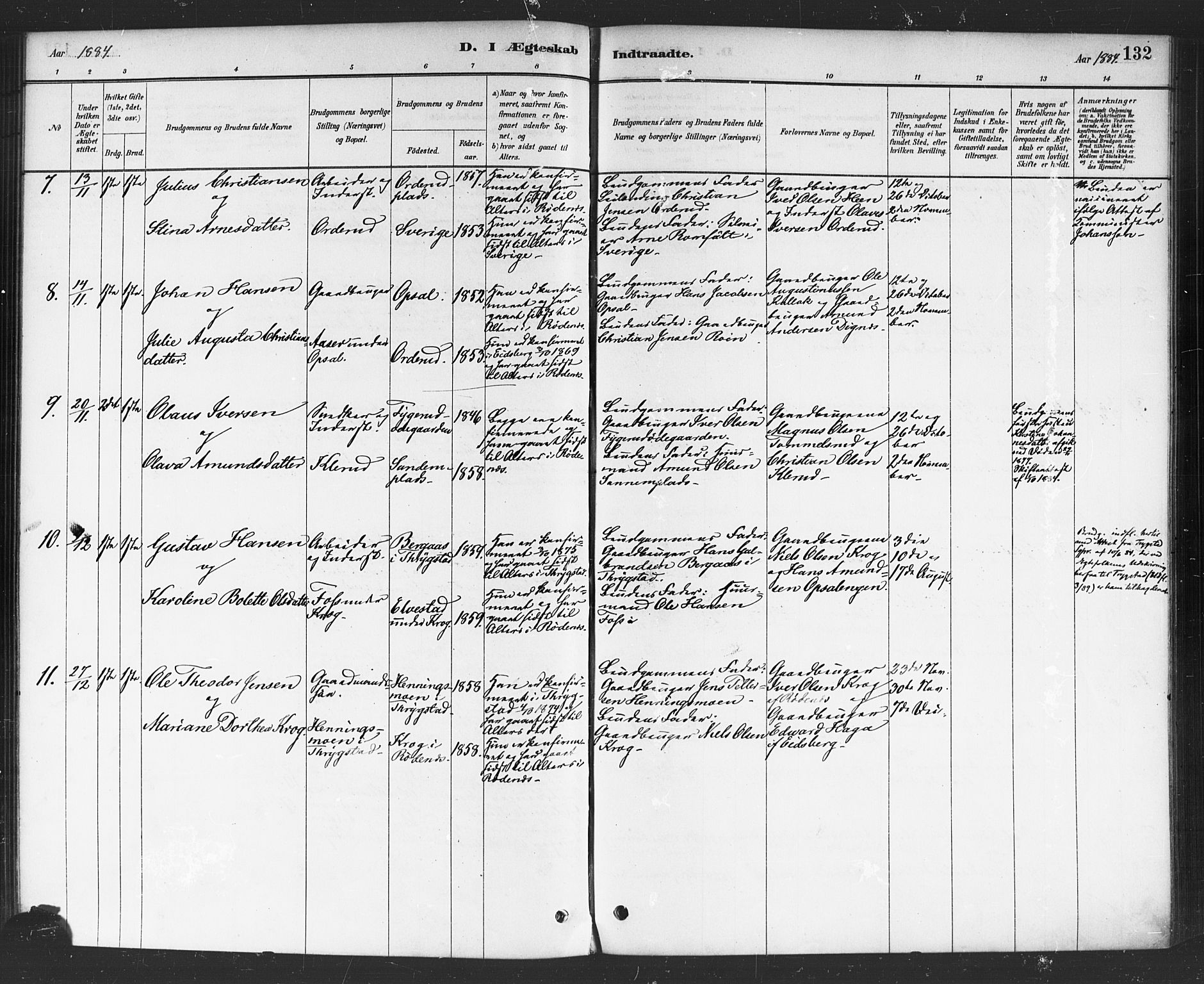 Rødenes prestekontor Kirkebøker, SAO/A-2005/F/Fa/L0009: Parish register (official) no. I 9, 1880-1889, p. 132