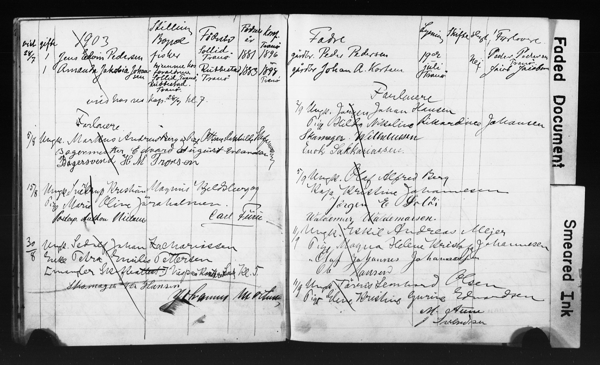 Tromsø sokneprestkontor/stiftsprosti/domprosti, SATØ/S-1343/H/Hc/L0099/0004: Banns register no. 8, 1901-1905