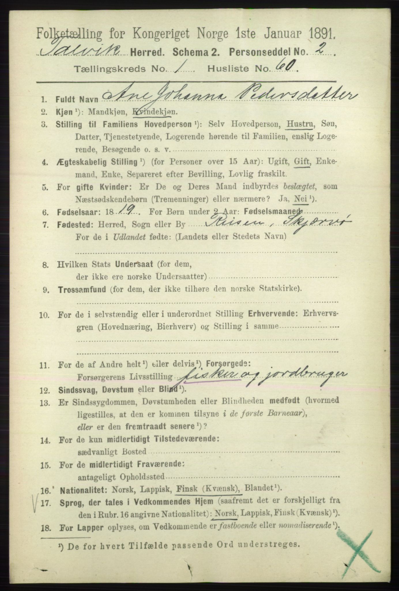 RA, 1891 census for 2013 Talvik, 1891, p. 481