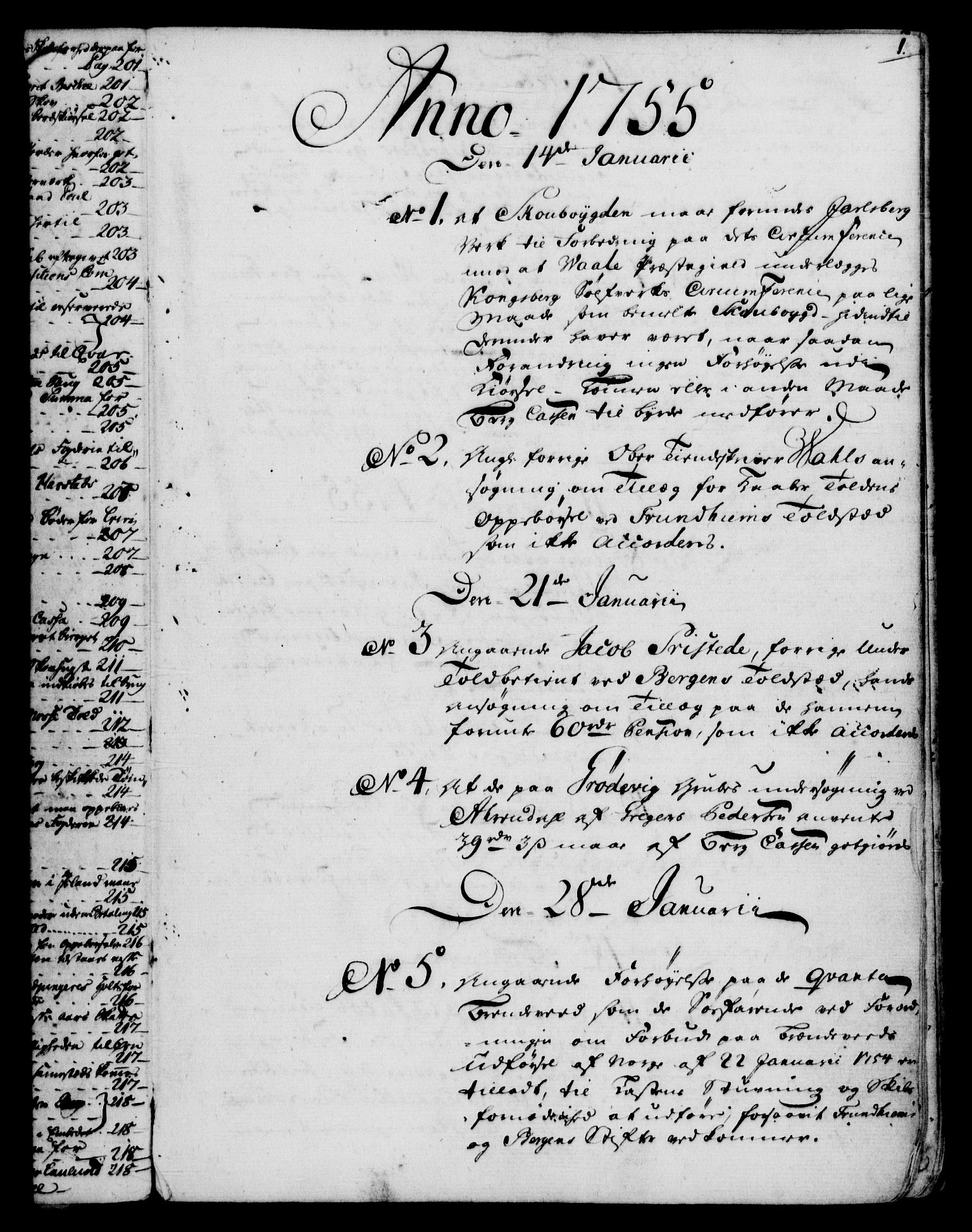 Rentekammeret, Kammerkanselliet, RA/EA-3111/G/Gf/Gfb/L0006: Register til norske relasjons- og resolusjonsprotokoller (merket RK 52.101), 1755-1765, p. 1
