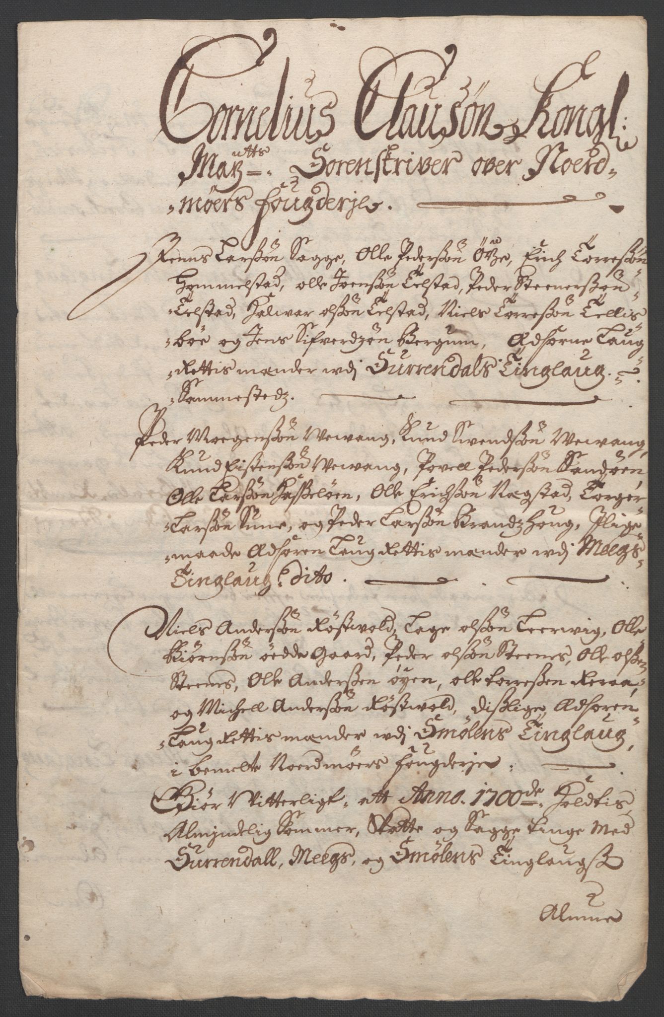 Rentekammeret inntil 1814, Reviderte regnskaper, Fogderegnskap, AV/RA-EA-4092/R56/L3736: Fogderegnskap Nordmøre, 1694-1696, p. 498