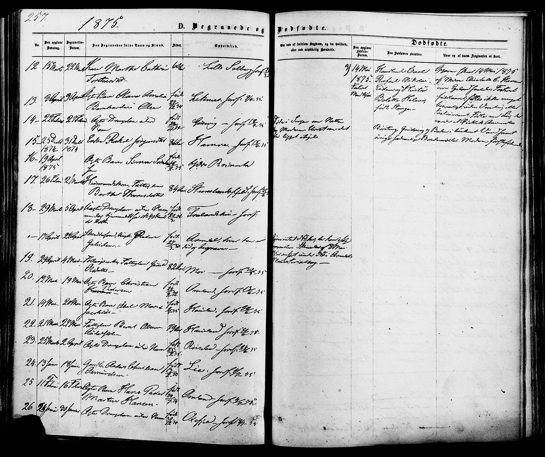 Kvinesdal sokneprestkontor, AV/SAK-1111-0026/F/Fa/Fab/L0007: Parish register (official) no. A 7, 1870-1885, p. 257