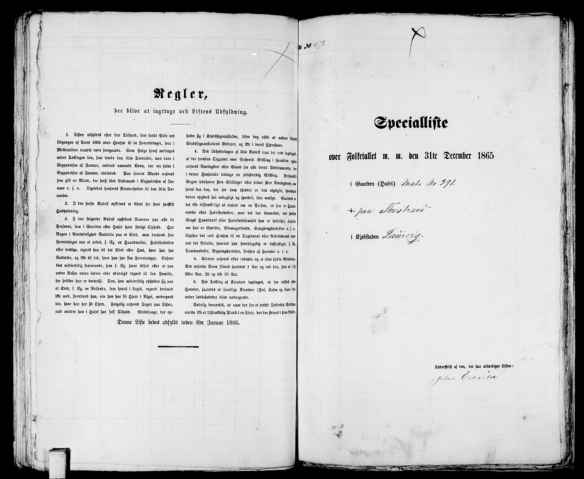 RA, 1865 census for Larvik, 1865, p. 980