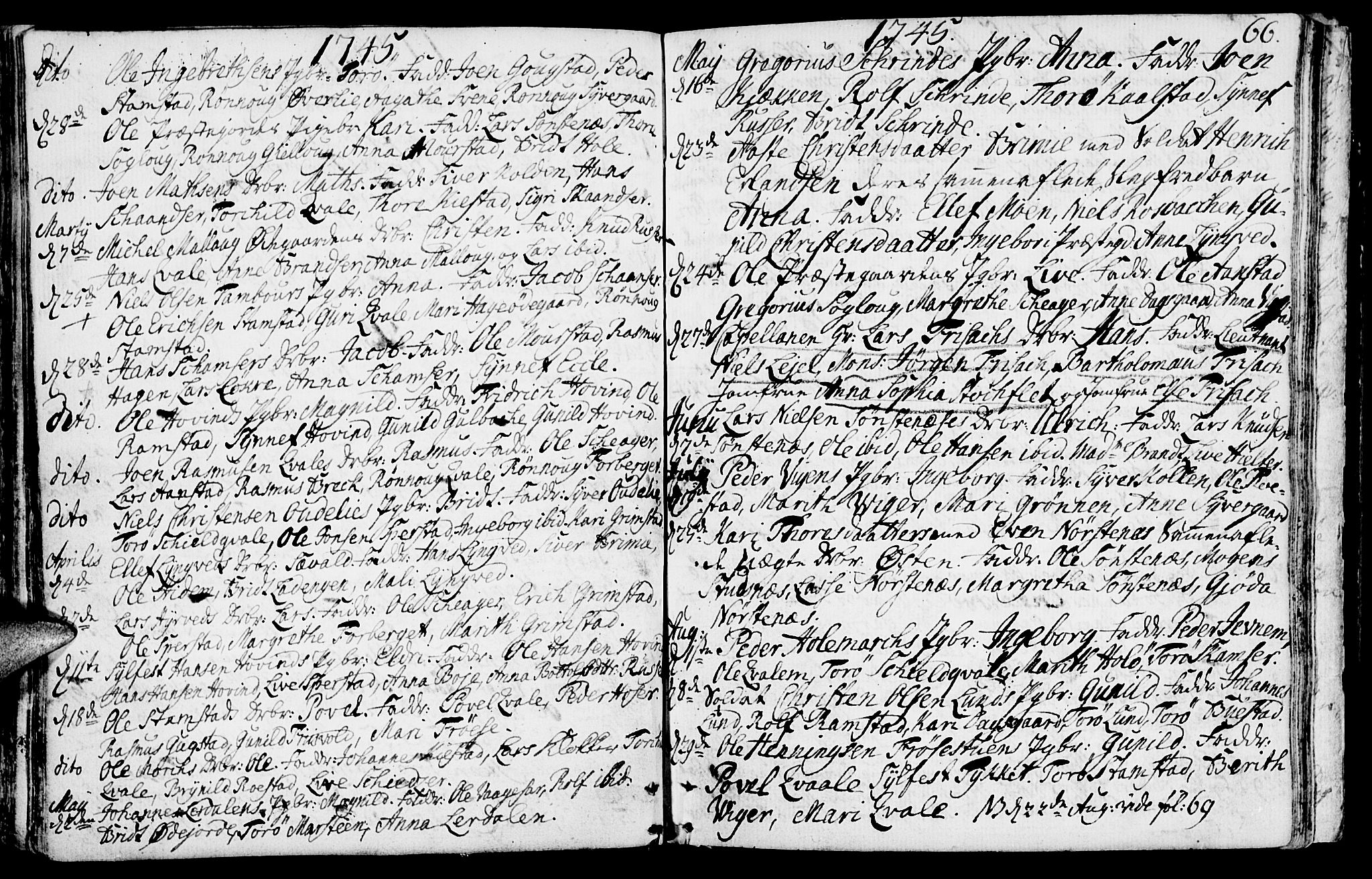 Lom prestekontor, SAH/PREST-070/K/L0001: Parish register (official) no. 1, 1733-1748, p. 66